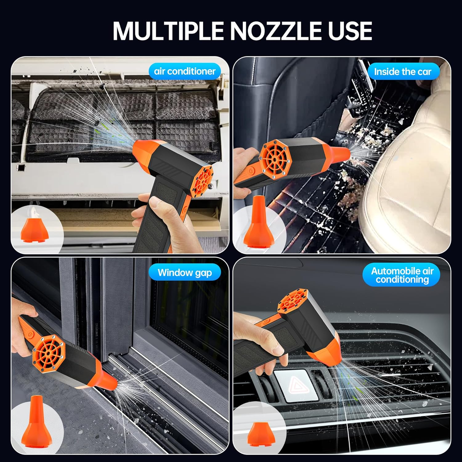 Electric Compressed Air Duster,130,000 RPM Compressed Air Duster Alternative,Rechargeable Air Can Duster for Computer,Car,Campfire,Outdoor & Home Cleaning with LED Screen & 4 Speeds image number 2