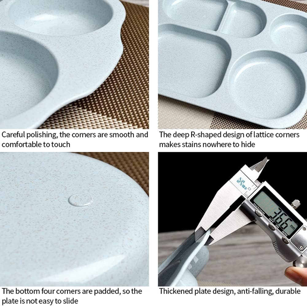 Aiyoo 4 PCS Unbreakable Divided Portion Plates, 12 Inch Dishwasher Safe Tray for Adults,Plastic Home Dinner Plate Feeding Food Training,4Colors for Outdoor Camping Picnic BBQ Beach or Every Day Use image number 5