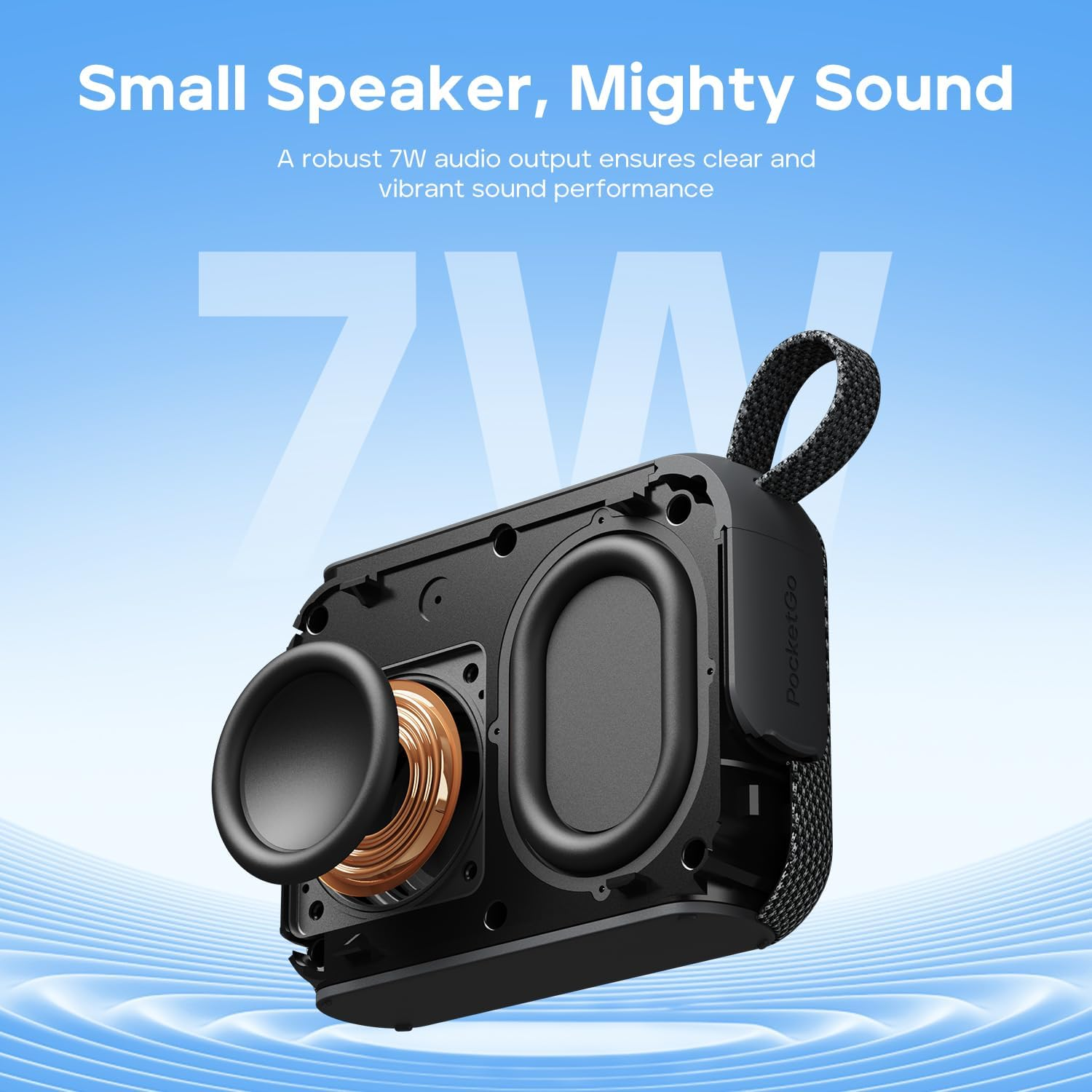 Tribit Pocketgo Portable Bluetooth Speaker, 20H Playtime, IP68 Waterproof/Dustproof, Wireless, BT6.0, Shower, Powerful Sound, Custom EQ, TWS, Support TF Card, Floatable, Type-C, Travel/Outdoors/Home - Blue image number 6
