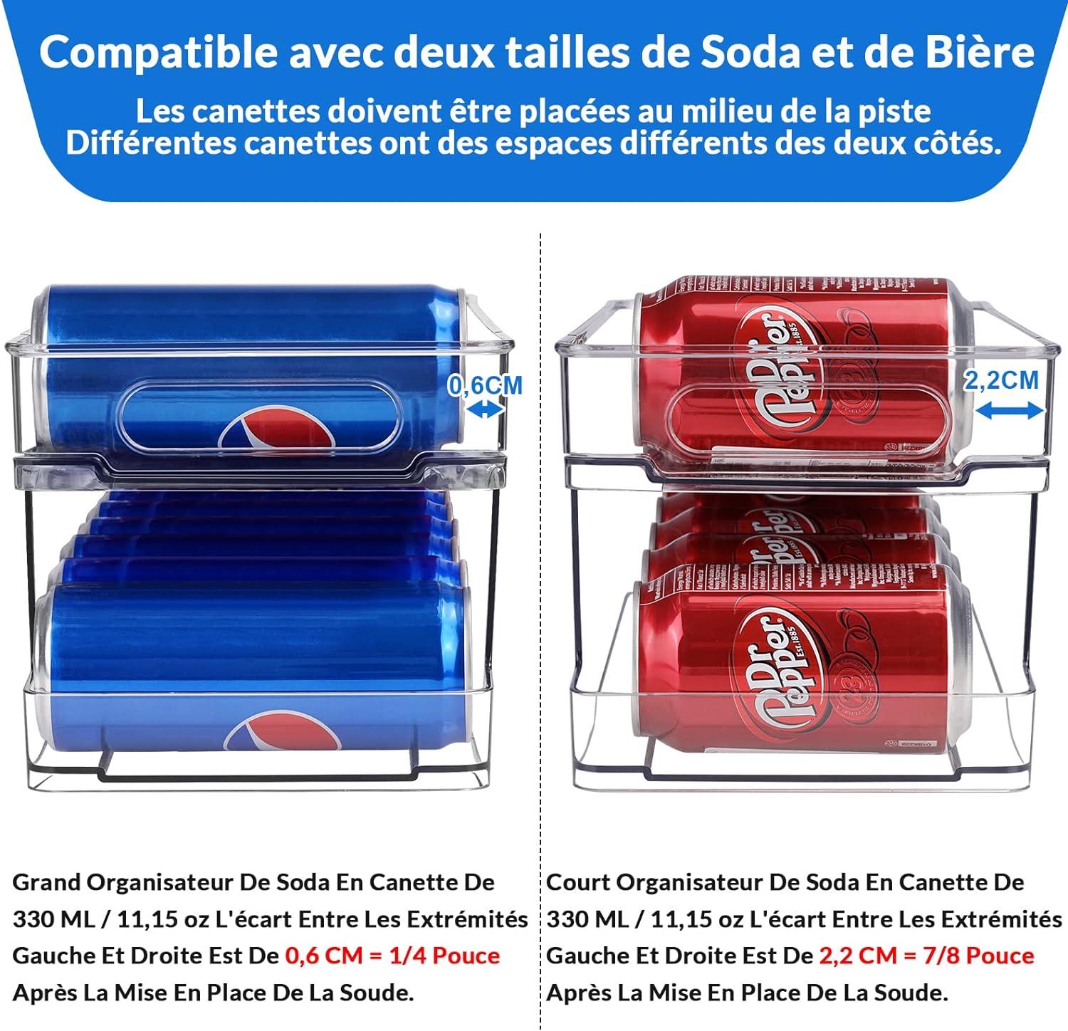 Rolling Can Dispenser for Fridge, Kitchen, Cupboard, Pantry, Countertop - Organizer for 10 Standard 330ML Beer, Soda, Pop Cans - Storage and Organization Solution image number 6