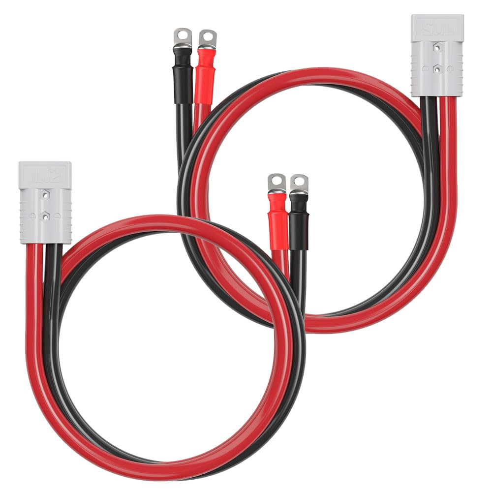 Ultra Soft 6AWG 50A Anderson Connector to Battery Terminal Cable,30Cm for Tractors Trailers,Solar,Rv,Battery Box (Ad-8Mm Eyelets-2Cable) image number 1