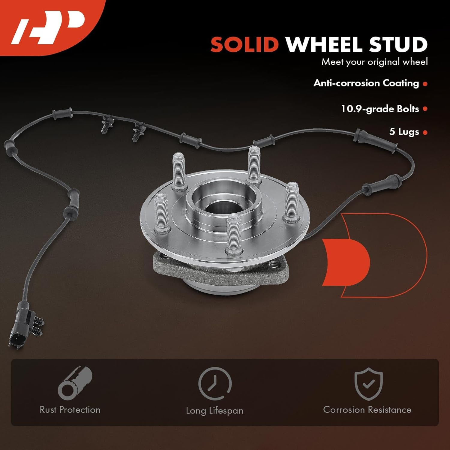 A-Premium Front Wheel Bearing and Hub Assembly with ABS & 5-Lug Compatible with Jeep JK Series - Wrangler 2011-2017, Wrangler JK 2018 image number 1