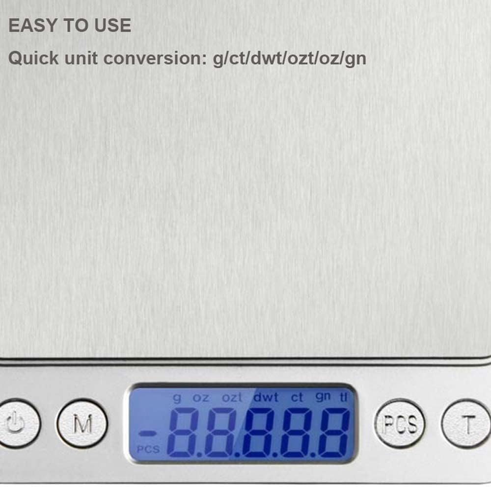 Digital Kitchen Scale, Food Scale, Pocket Jewelry Scale 3000G 0.01Oz/ 0.1G with Backlit LCD Display Tare Function, Auto Power Off image number 3
