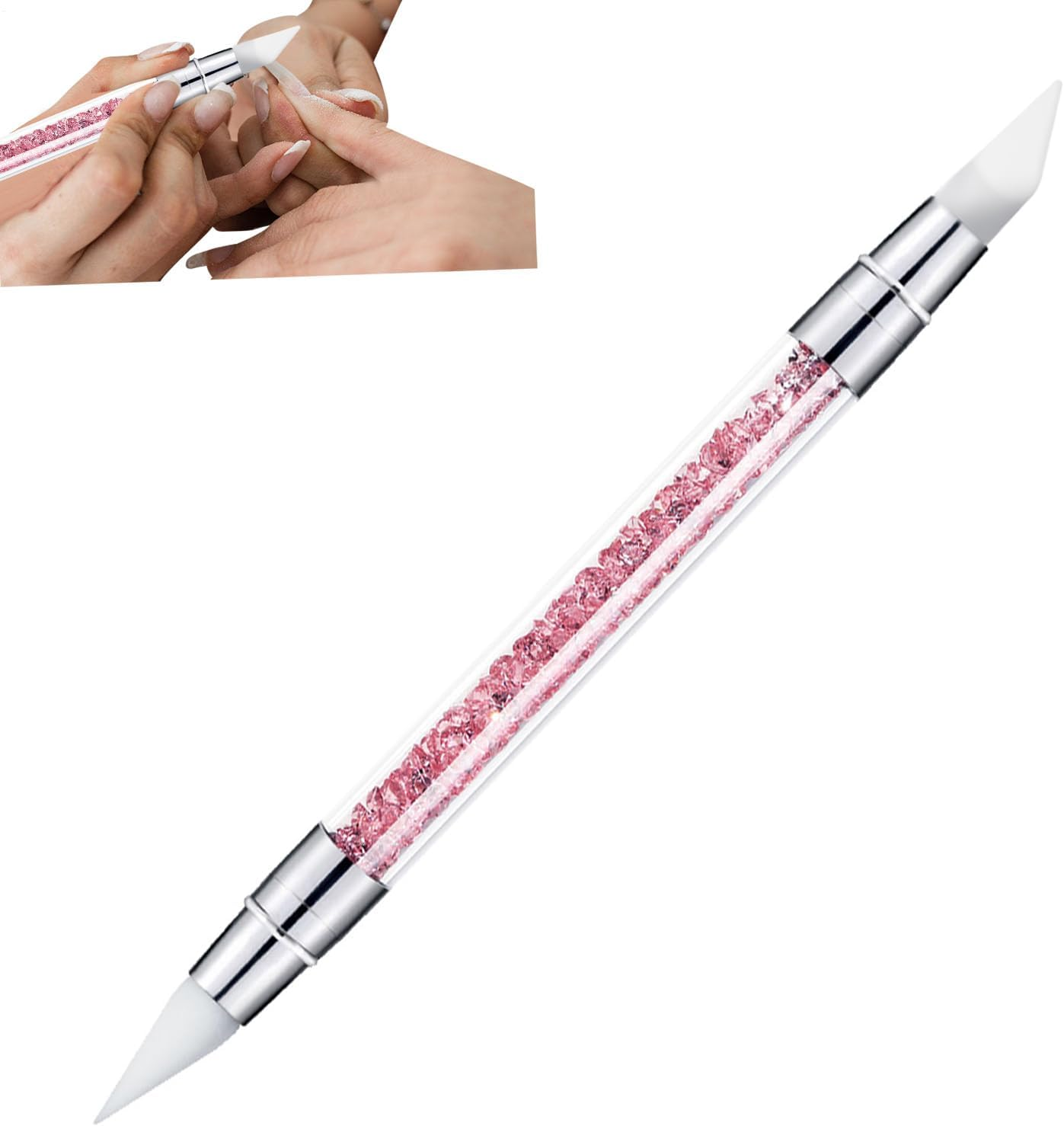 Silicone Nailartt Brush - Dualtipped Nail Tools, Carving Pen Set | Rhinestone Nail Polish Brush for Shaping, 3D Effect, Sculpting, Diys Nail Designs, Acrylic Crafts, Manicure Accessories for Home image number 6
