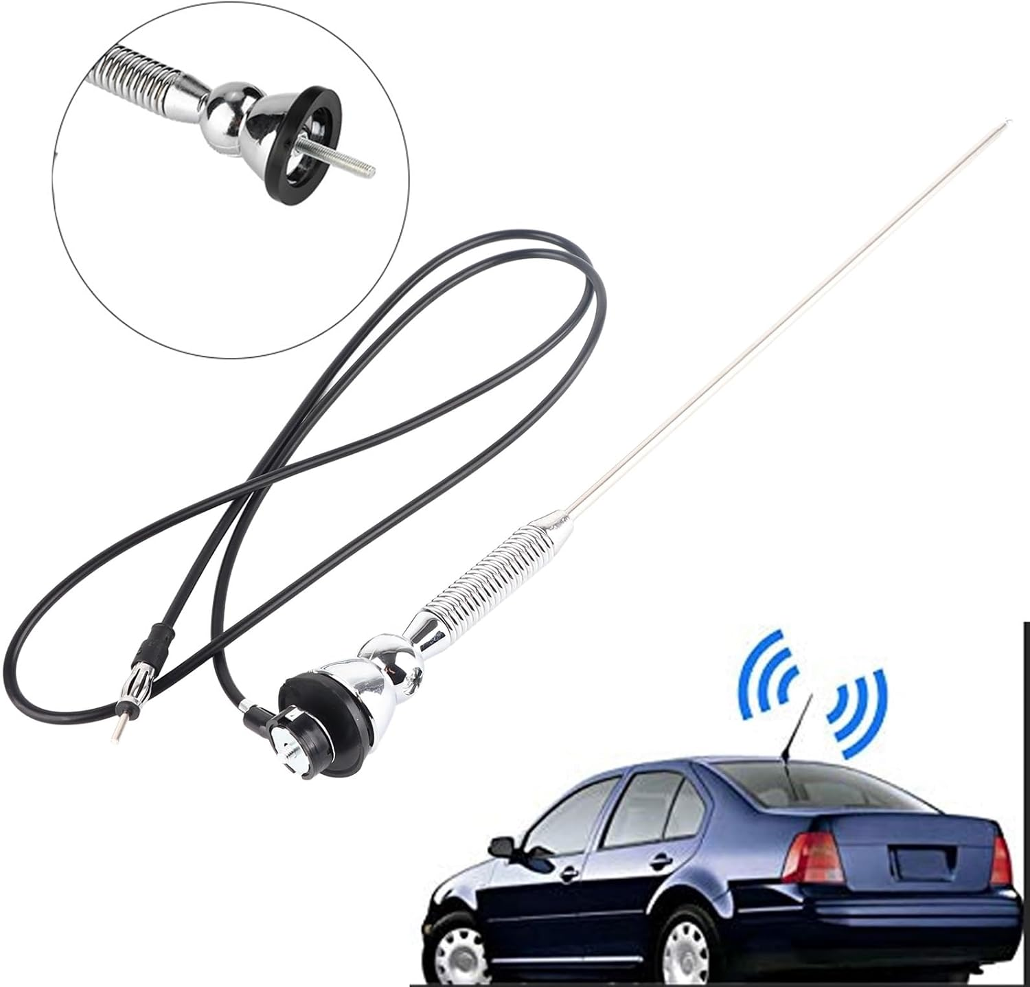 Gorgeri for Vintage Antenna Car Antenna, 18.5 Universal Car Roof Fender Radio AM/FM Aerial Antenna 180Swivel image number 5