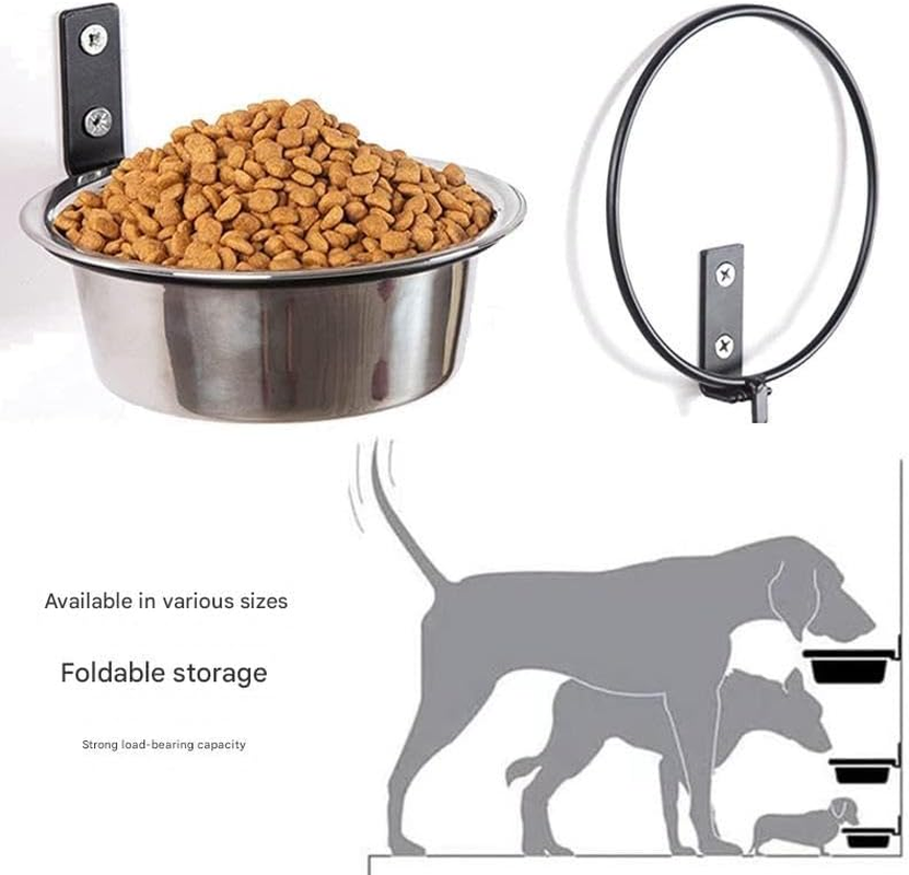 1 Set Wall Mounted Elevated Dog Bowl Pet Feeding Bowl Wall Mount Feeder Dog Bowls for Small Dogs Wall Dog Bowl Elevated Cat Bowls Raised Bolw Stainless Steel Clip (Silvery, 8Inch)