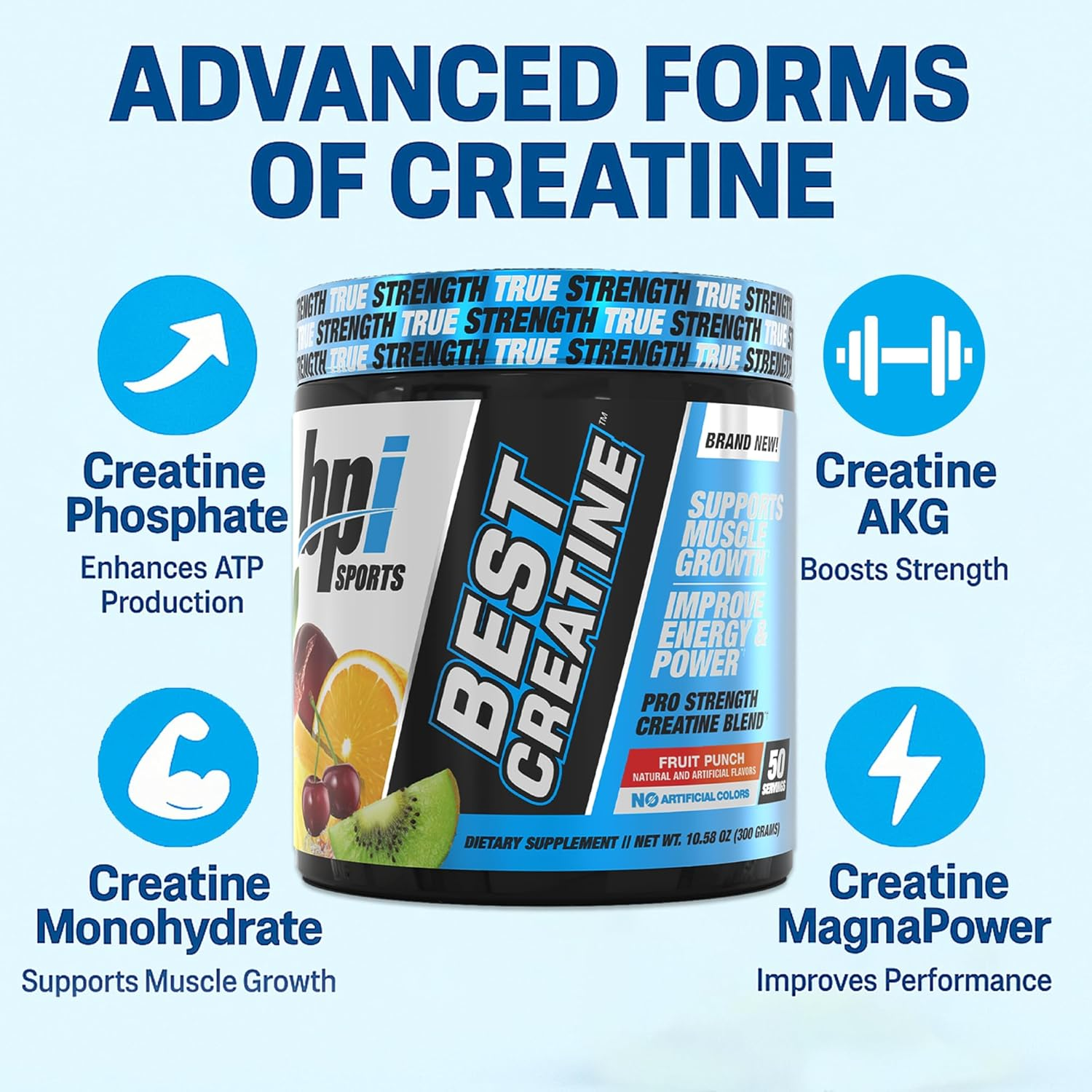 BPI Sports Best Creatine, 50 Servings, Fruit Punch, 0.3 Kilograms