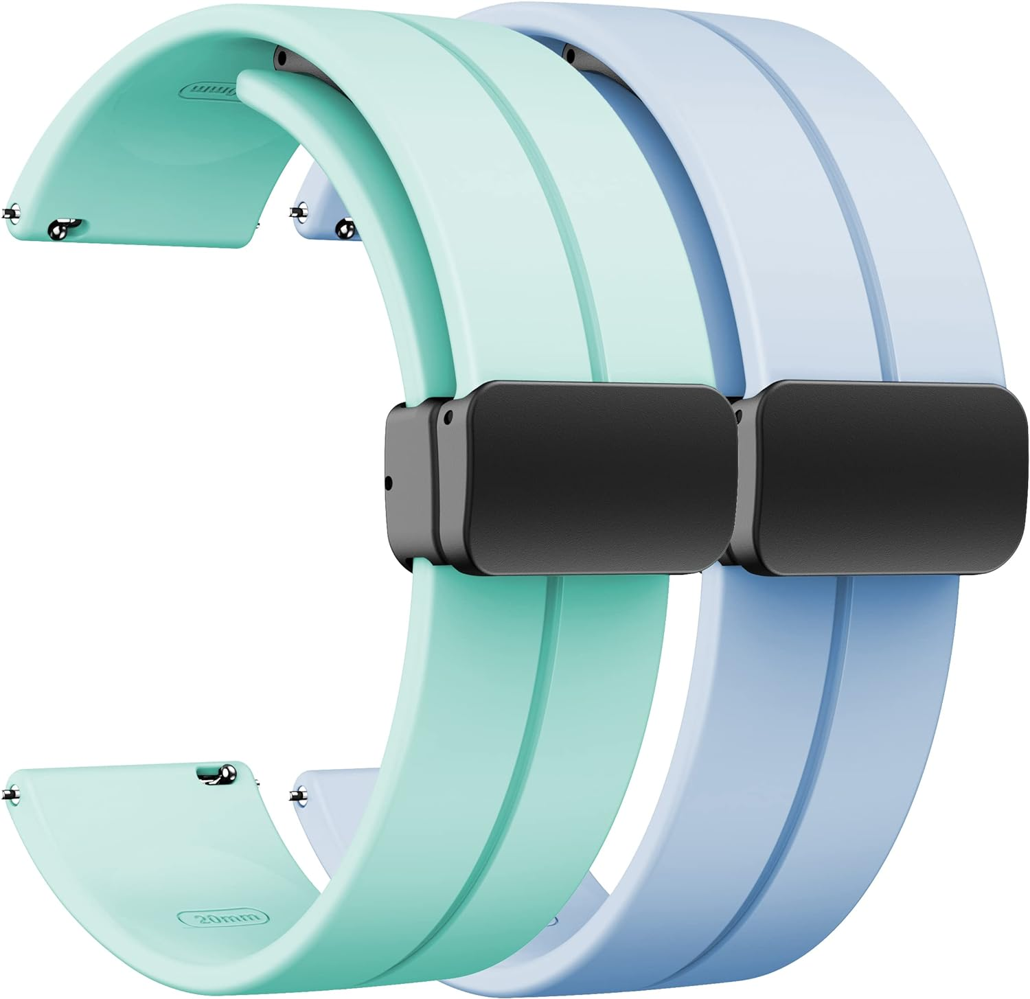 2 Pack 20Mm Magnetic Bracelet for Samsung Galaxy Watch 6 40Mm 44Mm 43Mm 47Mm/5 Pro Band 45Mm/Galaxy Watch 5 4 44Mm 40Mm/4 Classic 42Mm 46Mm Sport Silicone Strap with Magnetic Folding Buckle