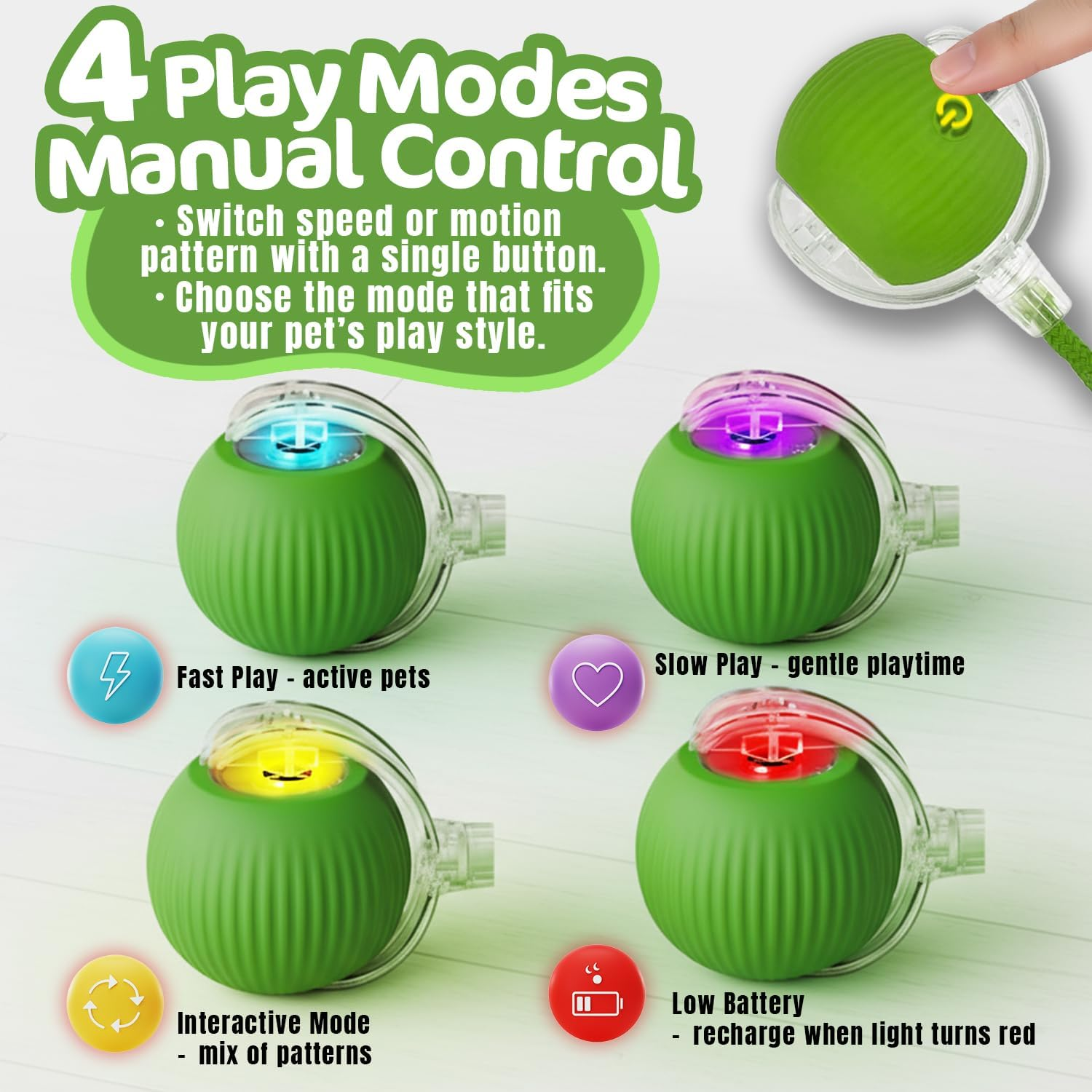 Interactive Cat Toy Ball, Active Smart Rolling Balls for Cat, Electric Toy Balls for Indoor Cats image number 4