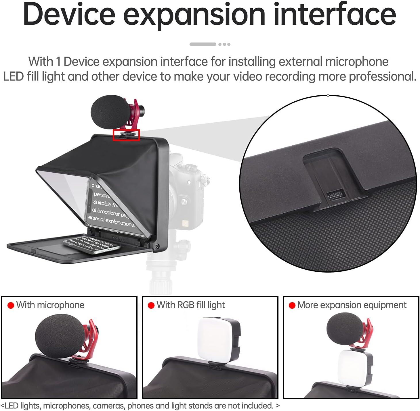 LENSGO 8&rdquo; Teleprompter for Ipad Tablet Smartphone DSLR Camera W/Remote Control, APP Compatible with Ios & Android System for Online Teaching Vlogger Live Streaming Interview, Fold in One Sec (Black) image number 2