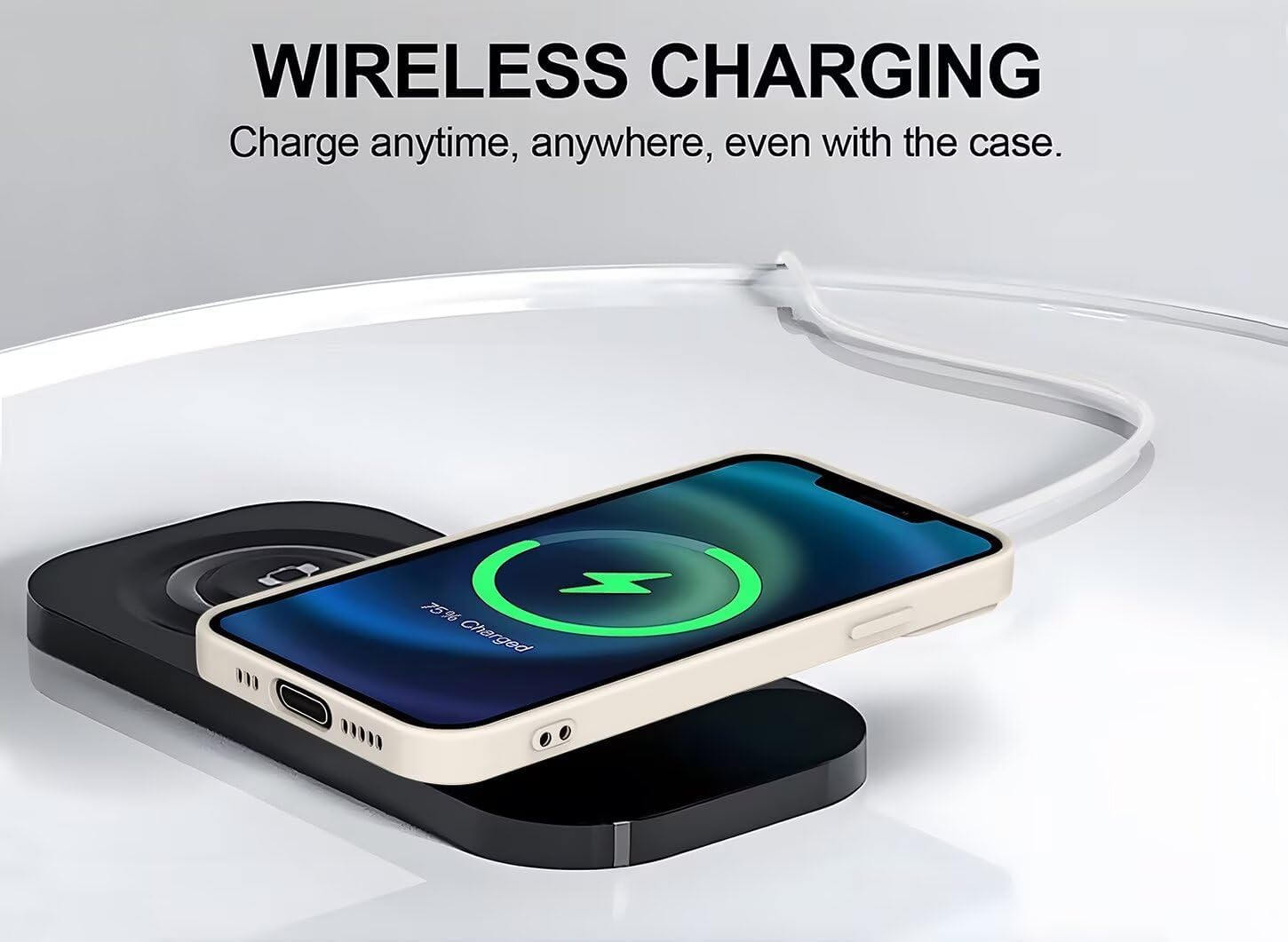 ILING Liquid Silicone Case for Oppo Reno 13 5G, Ultra Thin Elegant Flowers and Cute Cartoon Pattern Women'S Mobile Phone Case, Soft TPU Bumper Shockproof Protective Case (White Q07) image number 5