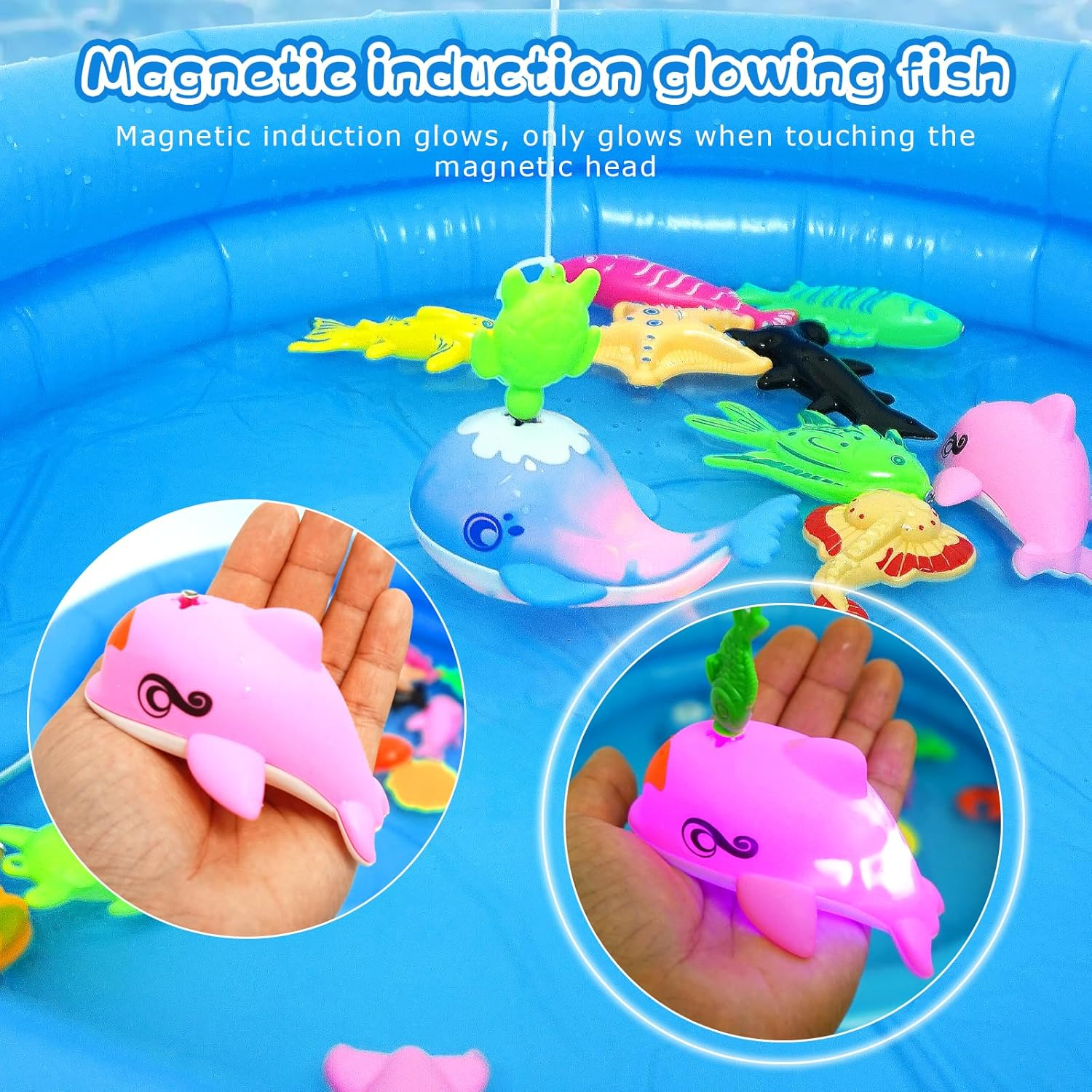 70PCS Magnetic Fishing Bath Toys Game Set,Swimming Fish Toys for Bathtub,Water Table Bathtub Toys for Toddlers Kids Age 3-6, Pool Toys for Pretend Play&Education Teaching&Learning Colors image number 5