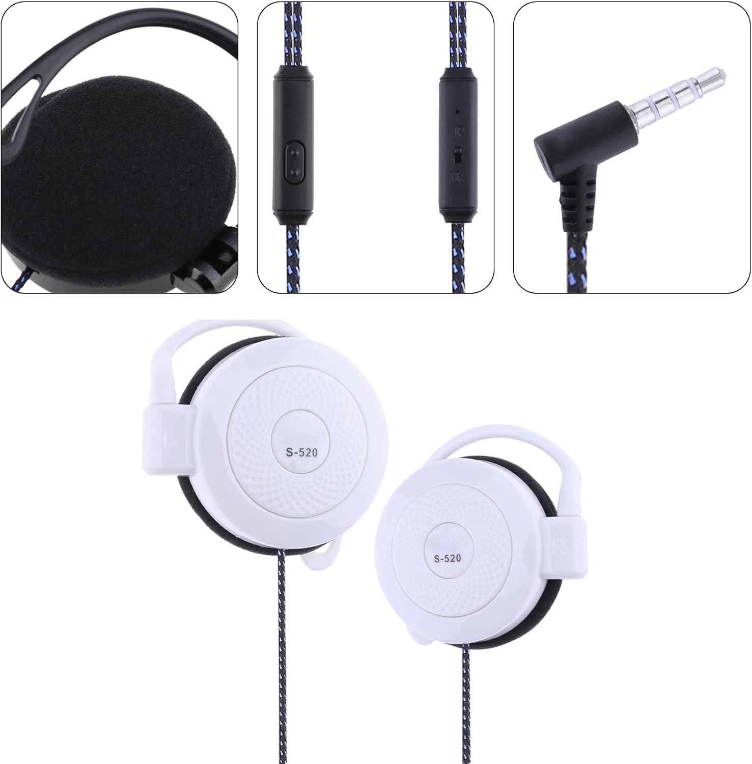 Clip Earphones Wired - 3.5Mm Ear Hook Stereo Earbuds - Compatible with MP4 and Most Mobile Phones for Running Hiking Exercising and Daily Life Buniq image number 2