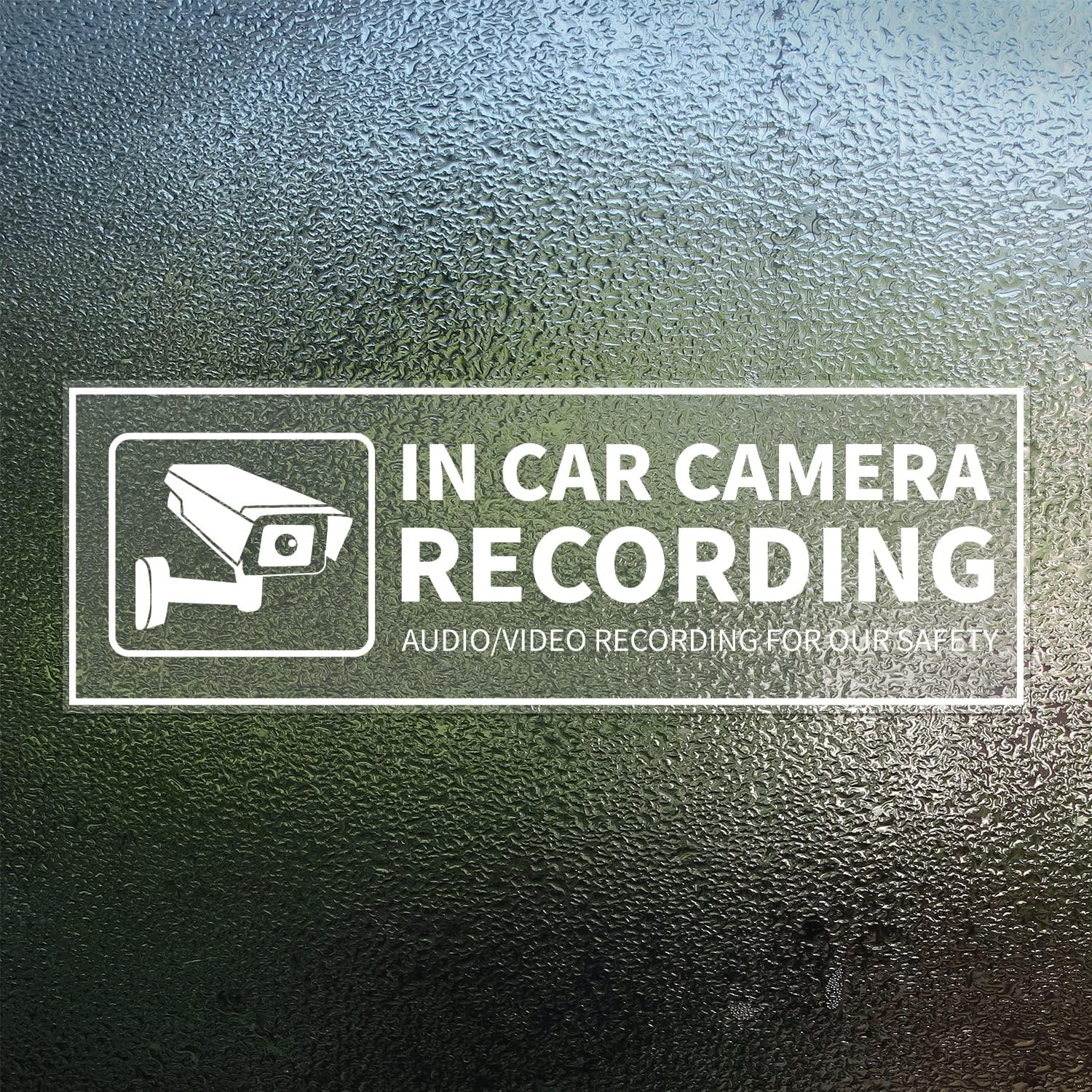 EVQ in Car Camera Audio Video Recording Window Vinyl Stickers 2&times;6 Inch Back Self-Adhesive Security Warning Sign Removable for Vehicle 8 Pack