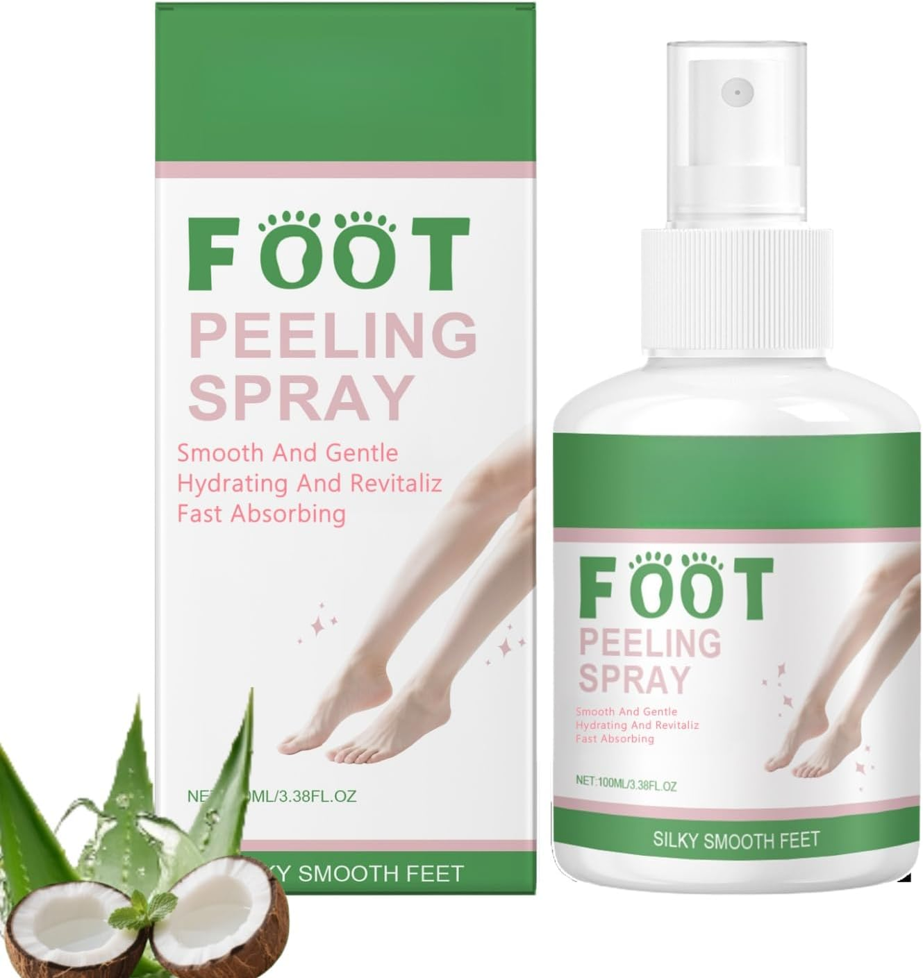 Tea Tree Foot Peeling Spray， Foot Lotion & Cream for Dry Cracked Feet/Heels, Scrubber Dead Skin Remover, Feet Callus Remover Gel, Hydrating & Exfoliating Care for Women (1)