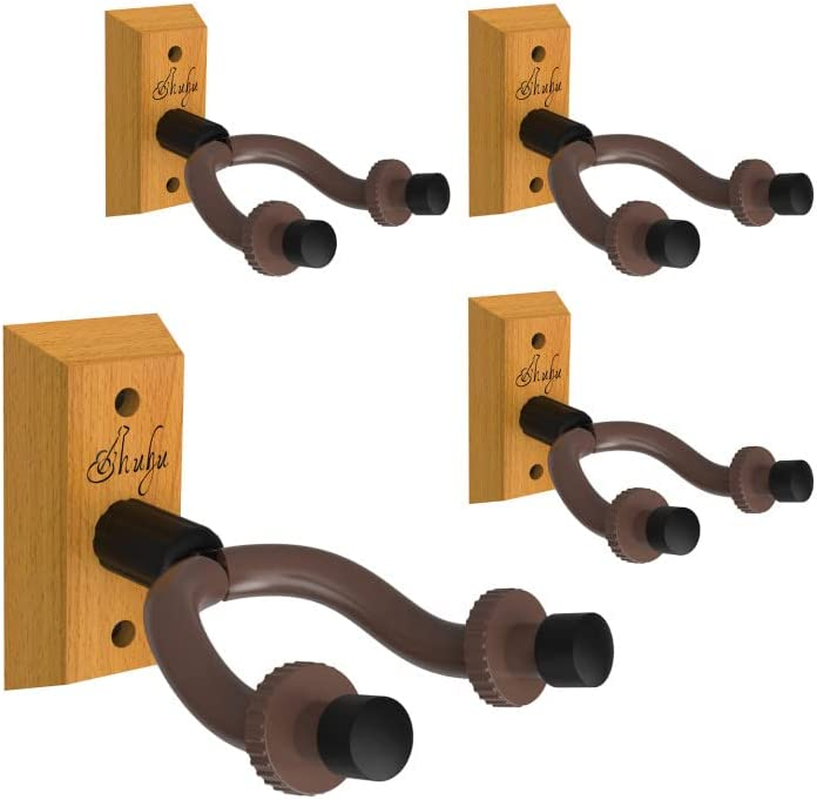 Ohuhu Guitar Wall Mount Hanger 4-Pack, Guitar Hanger Wall Hook Bracket Holder Stand for Bass Electric Acoustic Guitar Ukulele image number 6