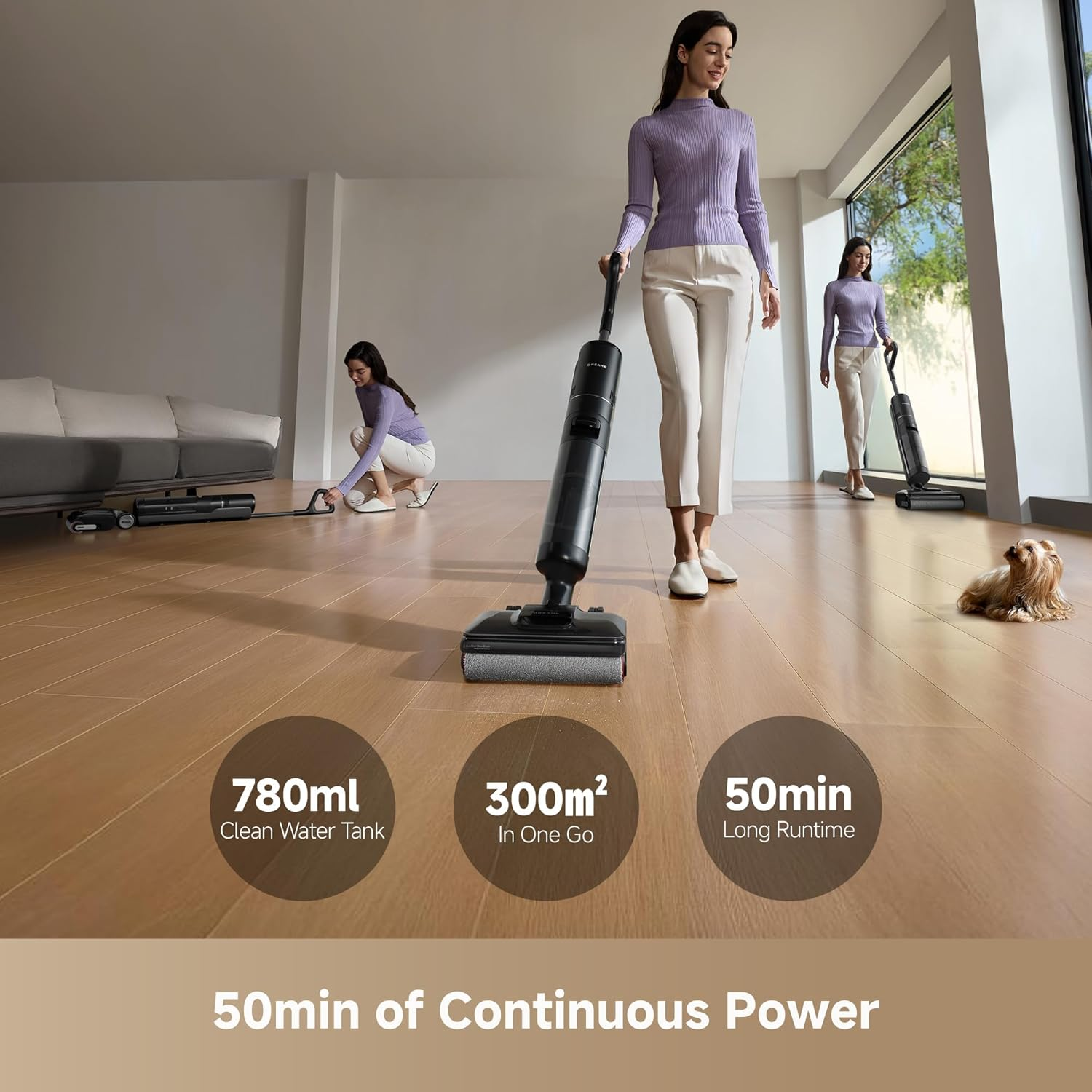 Dreame H12 Pro Flexreach Cordless Wet Dry Vacuum Cleaner,180&deg;Lie Flat,90&deg;C Brush Care Self-Cleaning, Edge to Edge Cleaning, Smart Messes Detection, 50Min Long Runtime,For Hard Floors - H12 Dual Flexreach image number 7