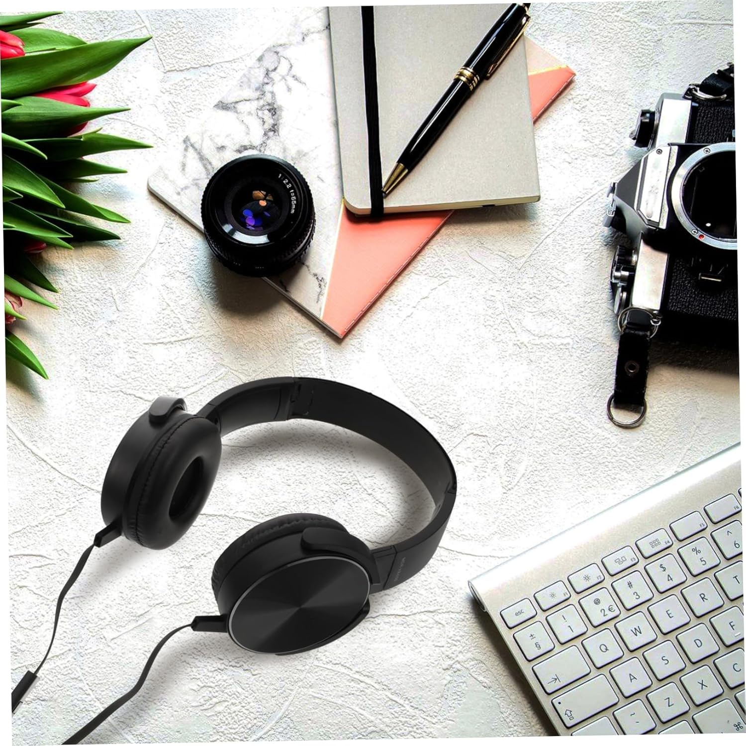 KOMBIUDA Wired Noise Reduction Head-Mounted Headset Microphone Portable Headphone for Computer and Laptop Black Wired Stereo Earphone for Gaming and Work image number 4