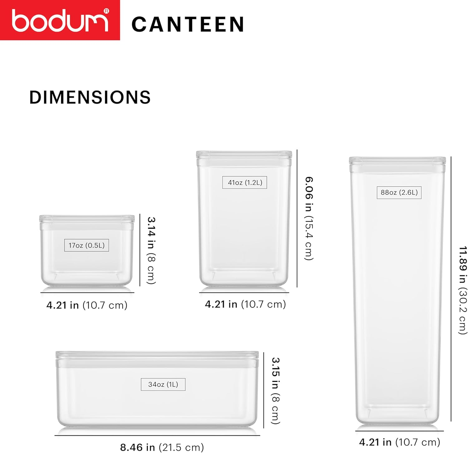 Bodum Canteen Set of 6 Jars 2 X 1 Litre / 1 X 1.2 L / 2 X 0.5 L / 1 X 2.6 L image number 4