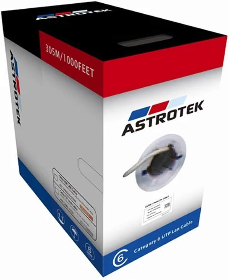 Astrotek CAT6 FTP Full 0.55 Mm Copper Solid Wire Ethernet LAN Network Cable, 305 Meter Roll, Grey/White