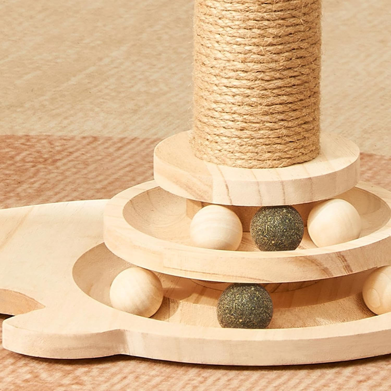 Cat Post Scratcher | Indoor Cat Puzzle Toy | Multifunctional Pet Teaser Toy for Physical Exercise, 4-In-1 Kitten Scratcher Post