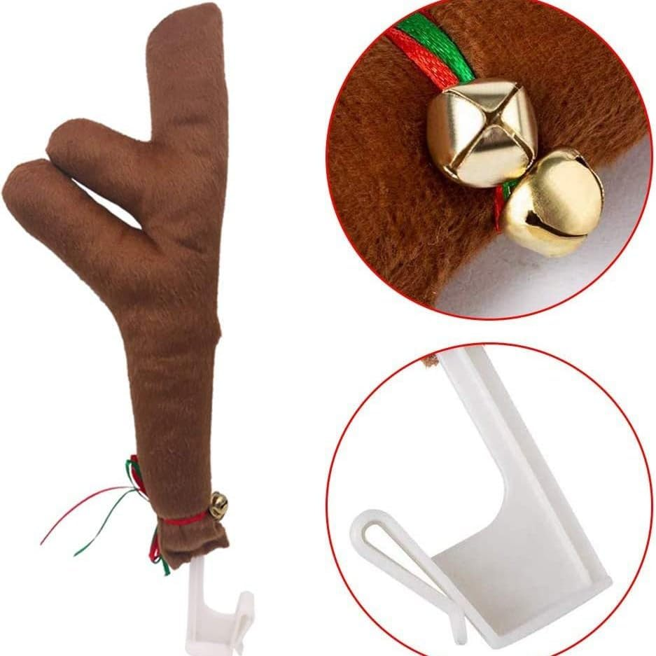 Car Reindeer Decorations with Car Jingle Bell Antlers Antlers, Nose, and Tail for the Trunk image number 4