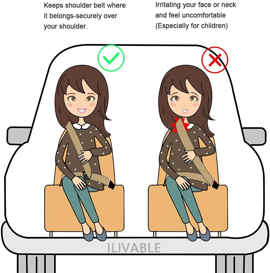 Seatbelt Adjuster, anti Twist and Slip Car Shoulder Neck Strap Positioner Clips, Protects from Cutting Your Neck or Rubbing Your Chest, Universal Fit(Black) image number 2