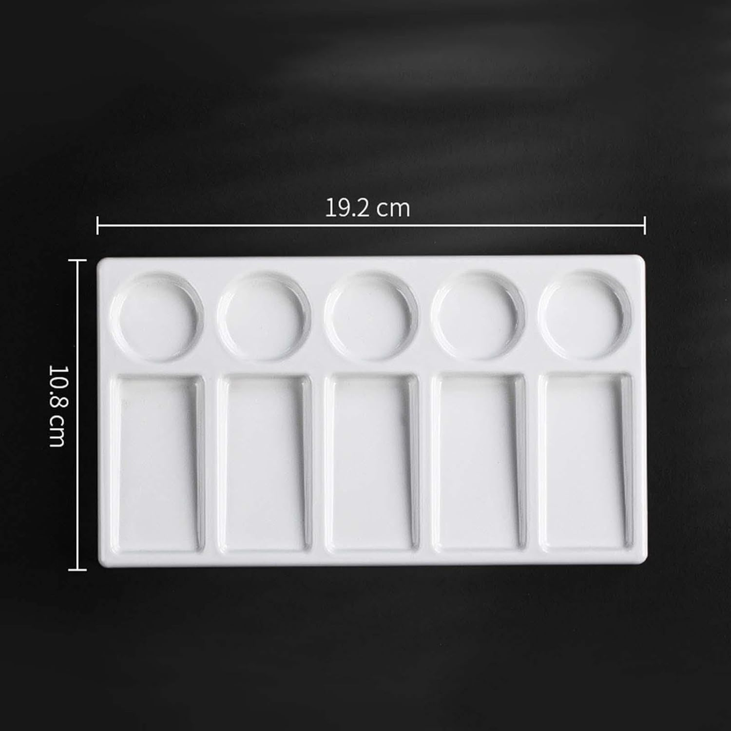 Perfeclan 10 Well Watercolor Paint Palette Ceramic Mixing Palette Premium Colour Mixing Tray for Beginner Painting Palette Dipping Tray, 19.2Cmx10.8Cm image number 1