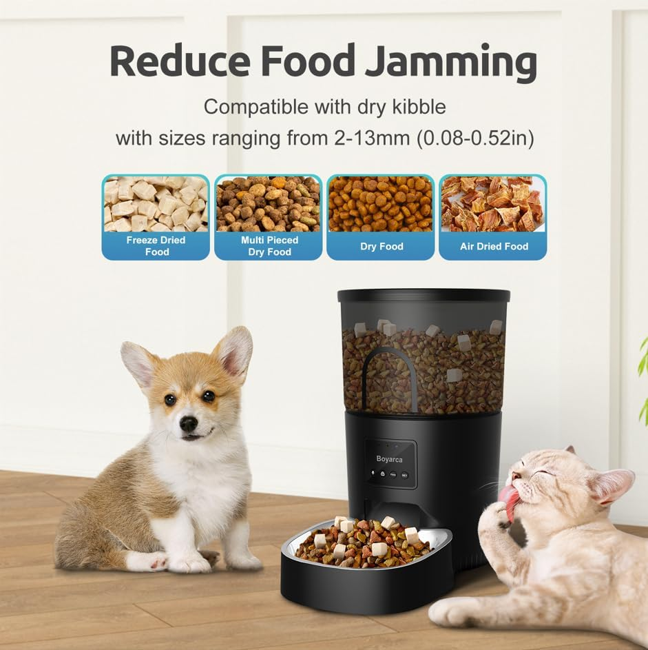 Boyarca Wifi Automatic Pet Feeder 3L &ndash; Smart Cat & Dog Food Dispenser with Tuya/Smart Life App, Timer Control, Portion Scheduling, Voice Recorder &ndash; Auto Feeder for Cats & Small Pets (Black) image number 1
