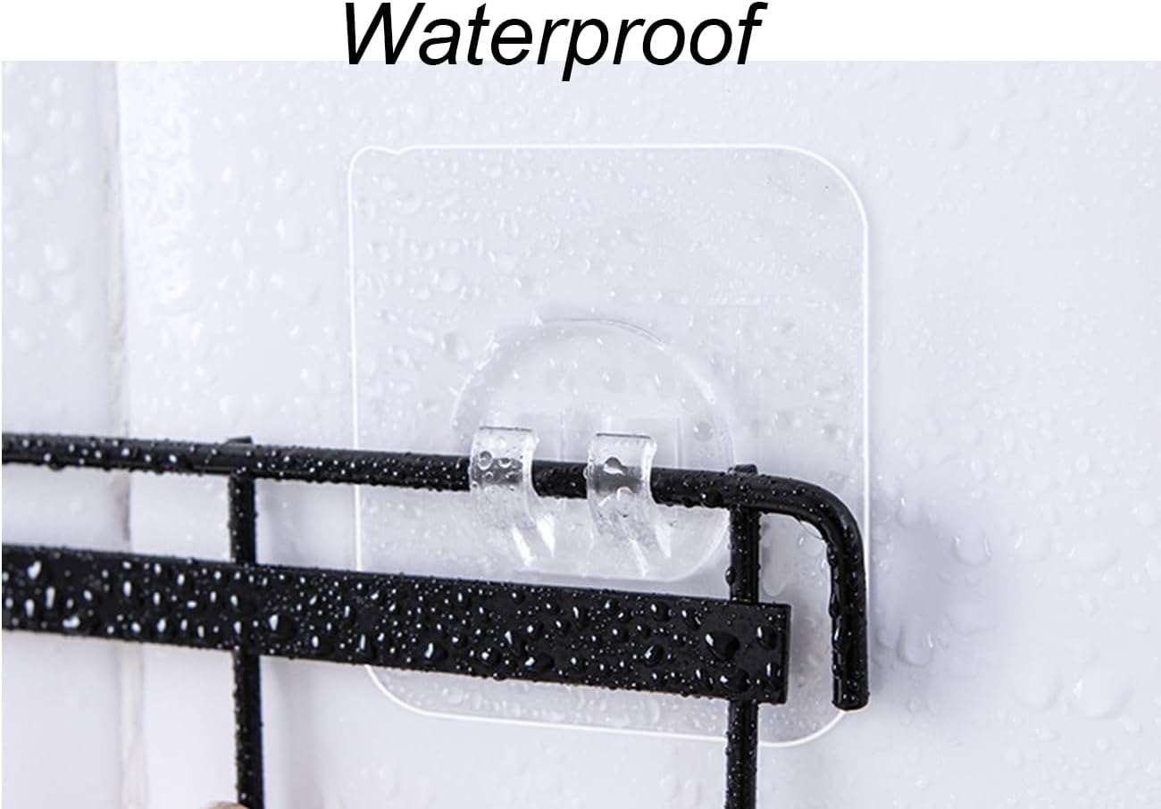 Wall Mount Utensil Rail Rack 2 Pcs, Space Saving Kitchen Utensil Holder Self Adhesive, No Drilling Wall Mounted Accessory Hanger with Hooks for Kitchen Bathroom Storage (Black) image number 6