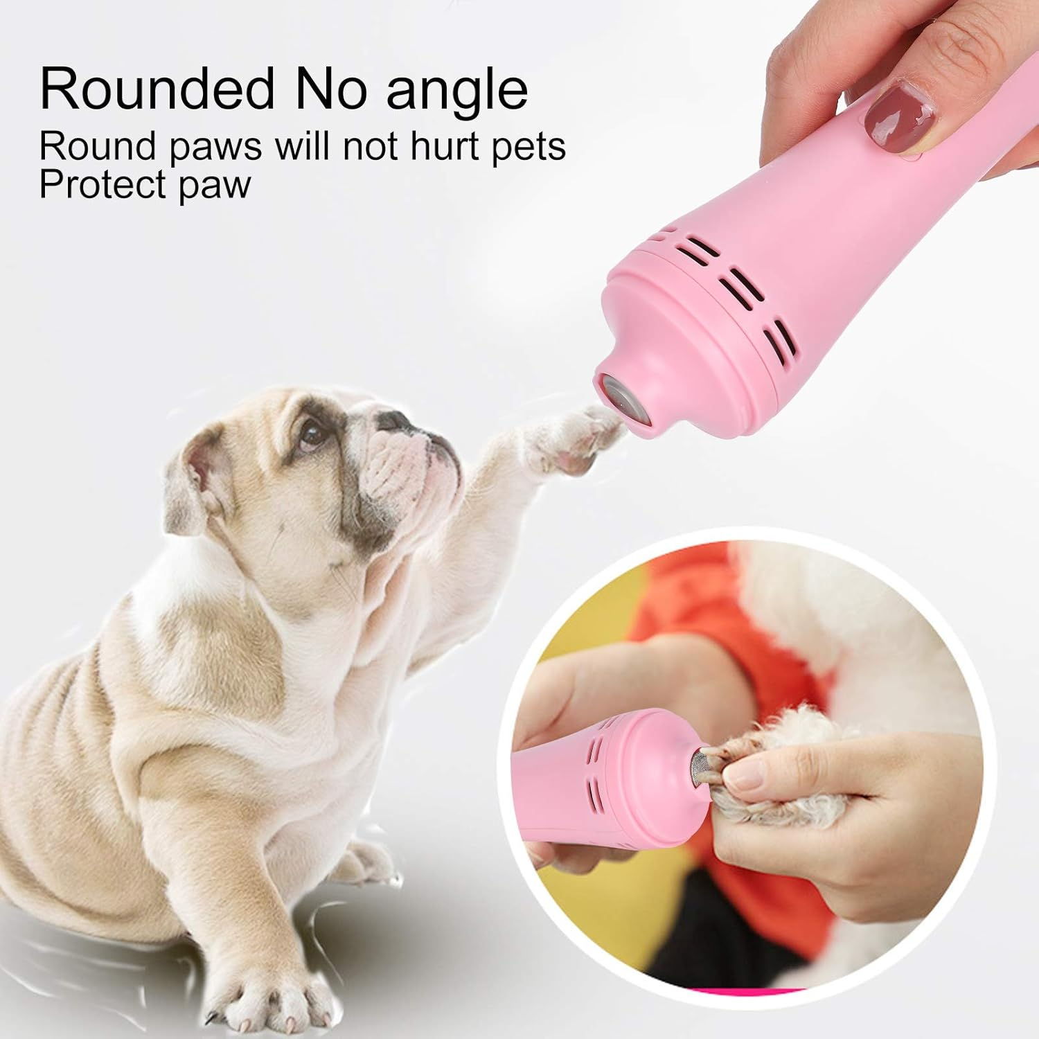 USB Rechargeable Dog Nail Grinder,Pet Nail Trimming & Smoothing Tool,Quiet 3 Speed Claw Grooming Machine for Home Use Suitable for Dogs & Cats Pink image number 6