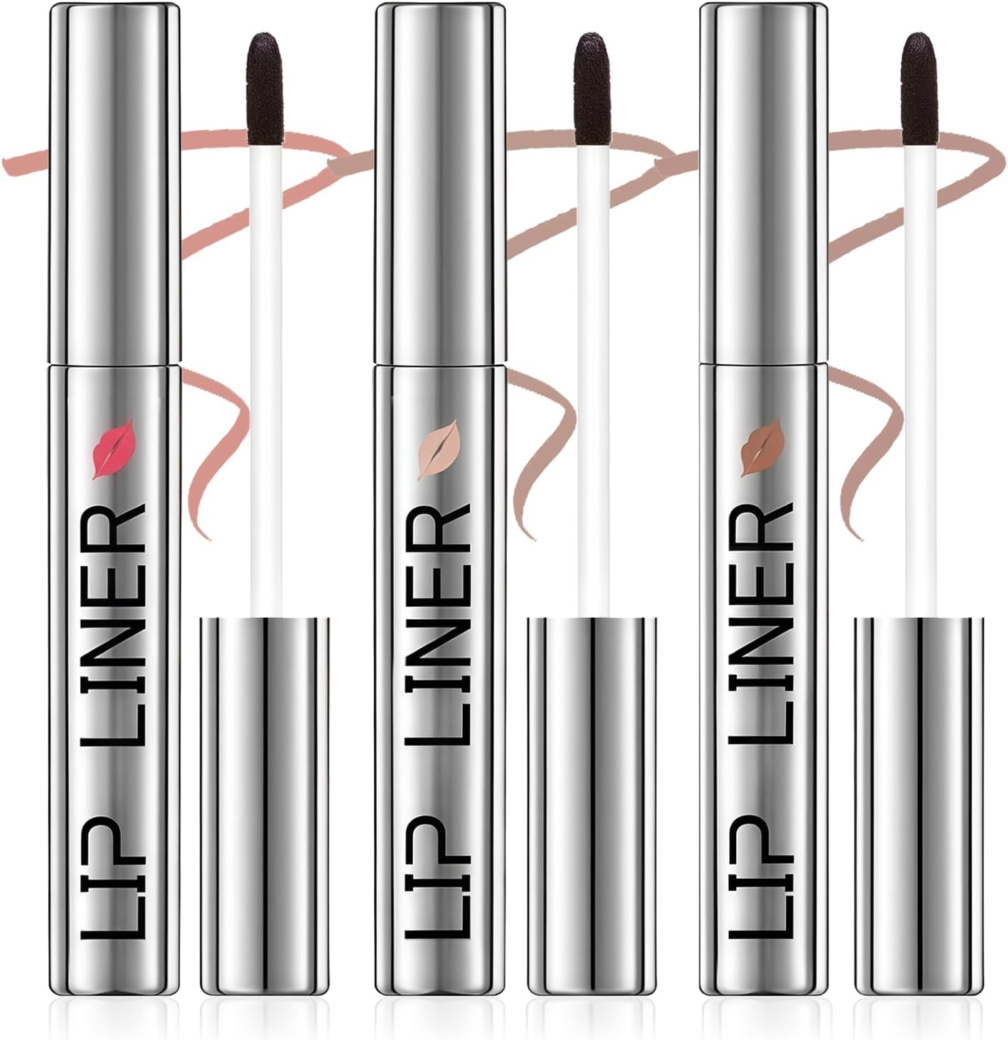 YBUETE 3Pcs Peel off Lip Stain Liner, Quick-Dry Lip Stain Peel off for Women Girls, Highly Pigmented Peel off Tint Tattoo, Waterproof, Long-Lasting & Transfer-Proof Magic Finish Lip Liner Stain Makeup