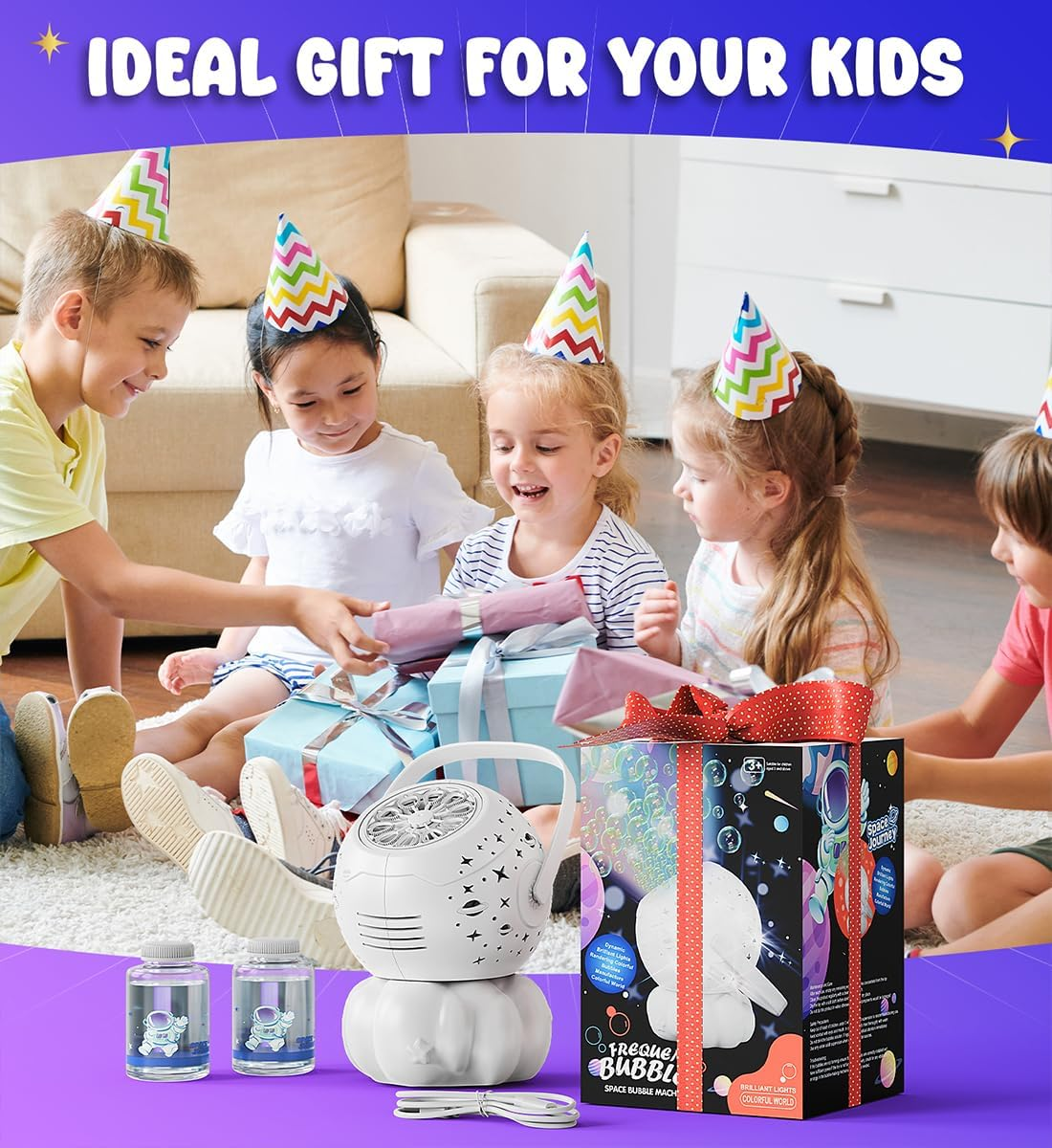 Rechargeable Bubble Machine with Multicolor LED Lights - Blow Larger Bubbles - Automatic 600Ml Bubble Maker for Kids - Outdoor Toys for Toddlers Ages 4-8 Boys Girls Party Birthday Gifts image number 5