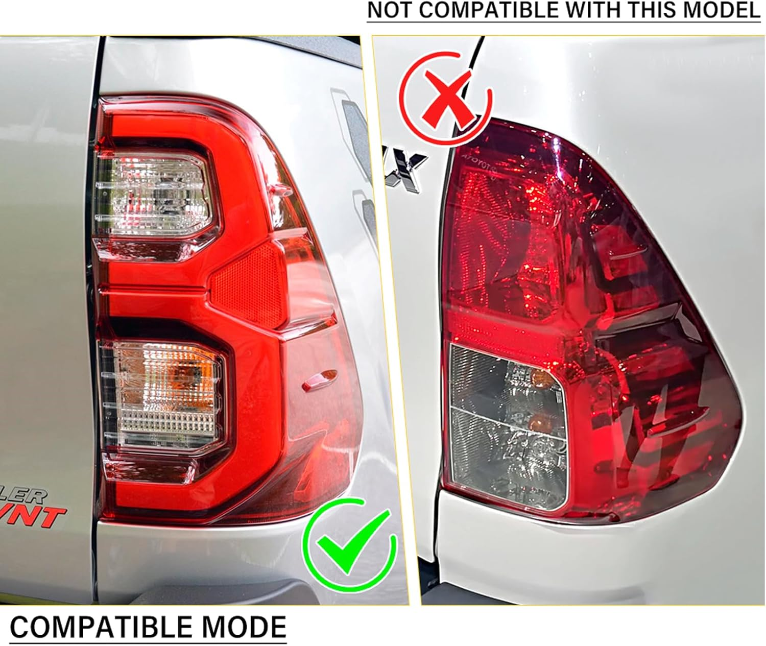 SUERAUTO4X4 Tail Light Cover Trim for Toyota Hilux Accessories 2021-2025 N80 Facelift SR5 Rogue Rugged GR Sport, Rear Taillight Lamp Cover Protector Surround Trim Matte Black Car Exterior 2PCS image number 6