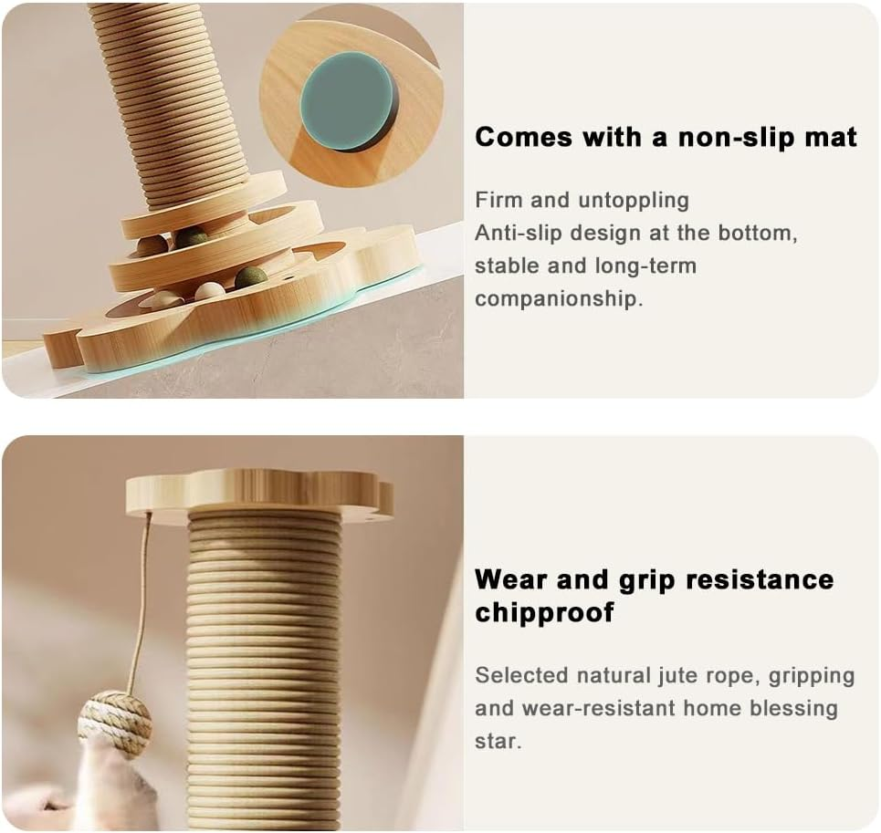 TOMVAES Plantains Cat Scratching Post, Sisal Cat Scratches Trees, Hanging Ball Toys, for Indoor Activity, Play, Intelligent Interactive image number 2