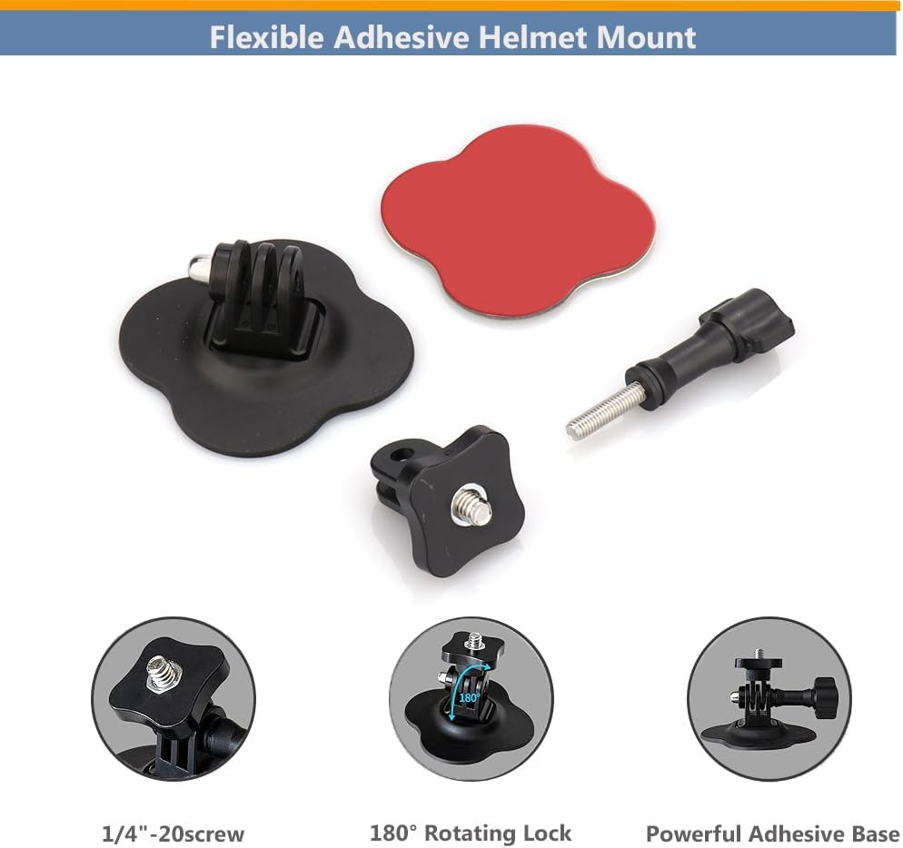 Flexible Adhesive Mount Kit Compatible with Gopro Hero 13 12 11 10 9 8 7 Black Insta360 and Most Action Cameras