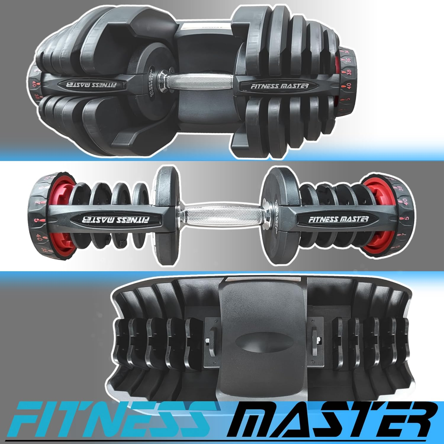 Fitness Master 2X40Kg Adjustable Dumbbell Set Home GYM Exercise Equipment Weight image number 6