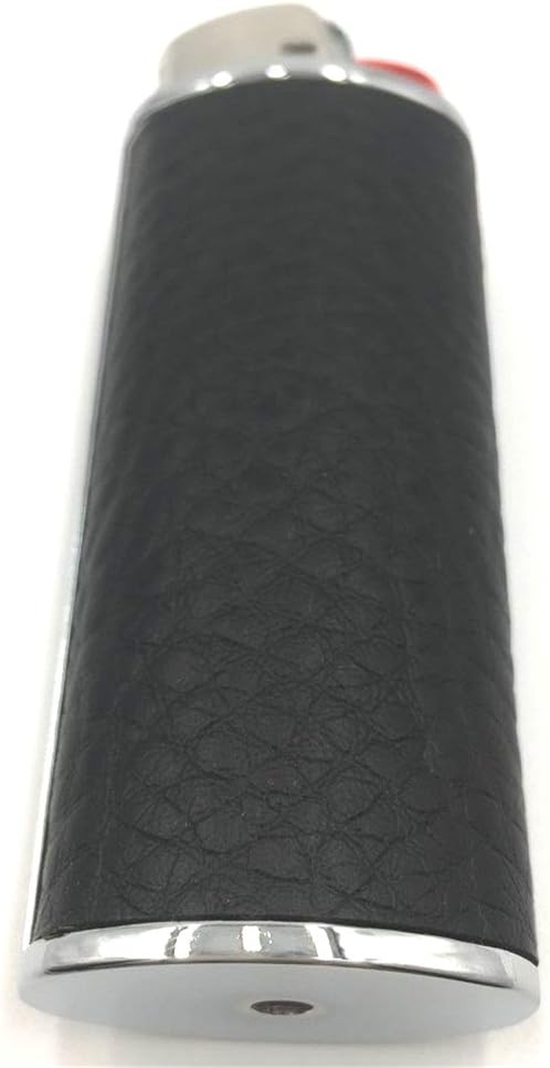 Metal Black Leather Lighter Case Cover Hold - Brown image number 2
