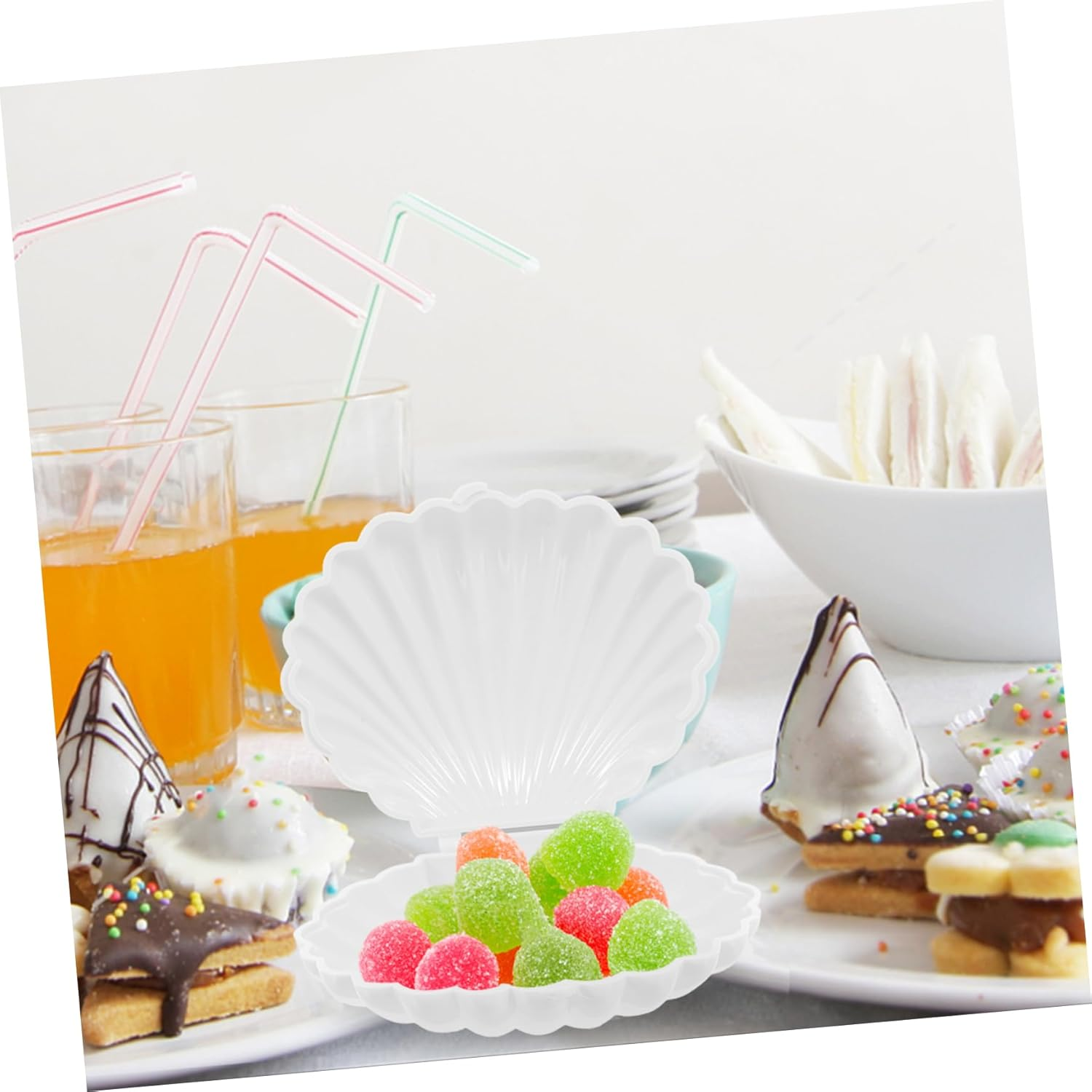GRIRIW Shell Candy Snack Box Mermaid Birthday Decorations Boxes Sea Shell Candy Dish - White image number 6
