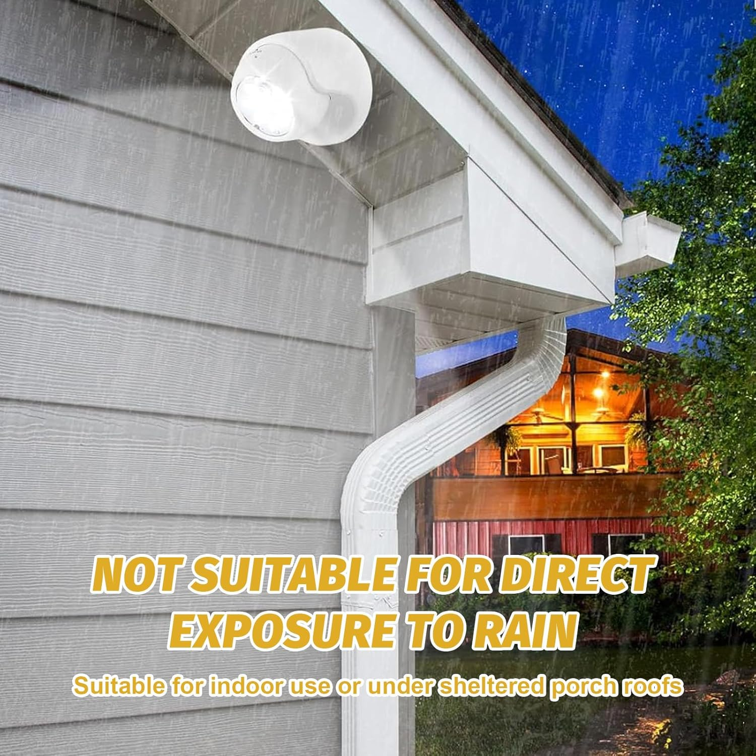 Motion Sensor Light Indoor 6000K Cool White, Energy-Saving, Auto On/Off&mdash;For Walls, Yards, Porches&mdash;Ideal for Homeowners, Renters&mdash;Fits Battery Operated Outdoor Lights (2-Pack, Black & White) image number 1