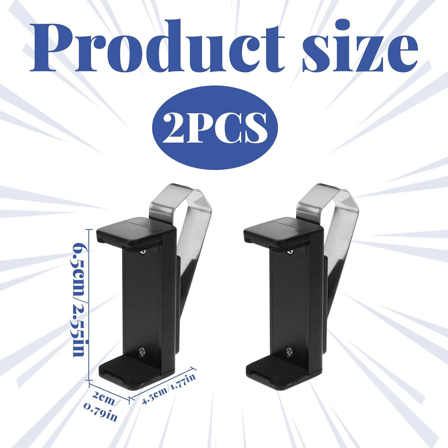 Universal Garage Remote Visor Clips, 2Pcs Car Visor Garage Remote Control, Adjustable 4.5-6.7Cm Holder, Universal Car Garage Remote Visor Clip(Not Include Both Remotes and Batteries)