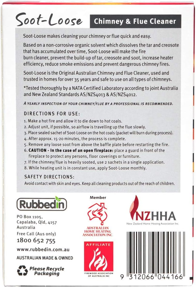 Soot-Loose Chimney and Flue Cleaner, 2 in 1, Dissolves Tar & Creosote That Has Built up over Time, Increases Heater Efficiency & Reduces Smoke Emissions and Is Safe for the Environment - 3 Boxes (9 Sachets) image number 6