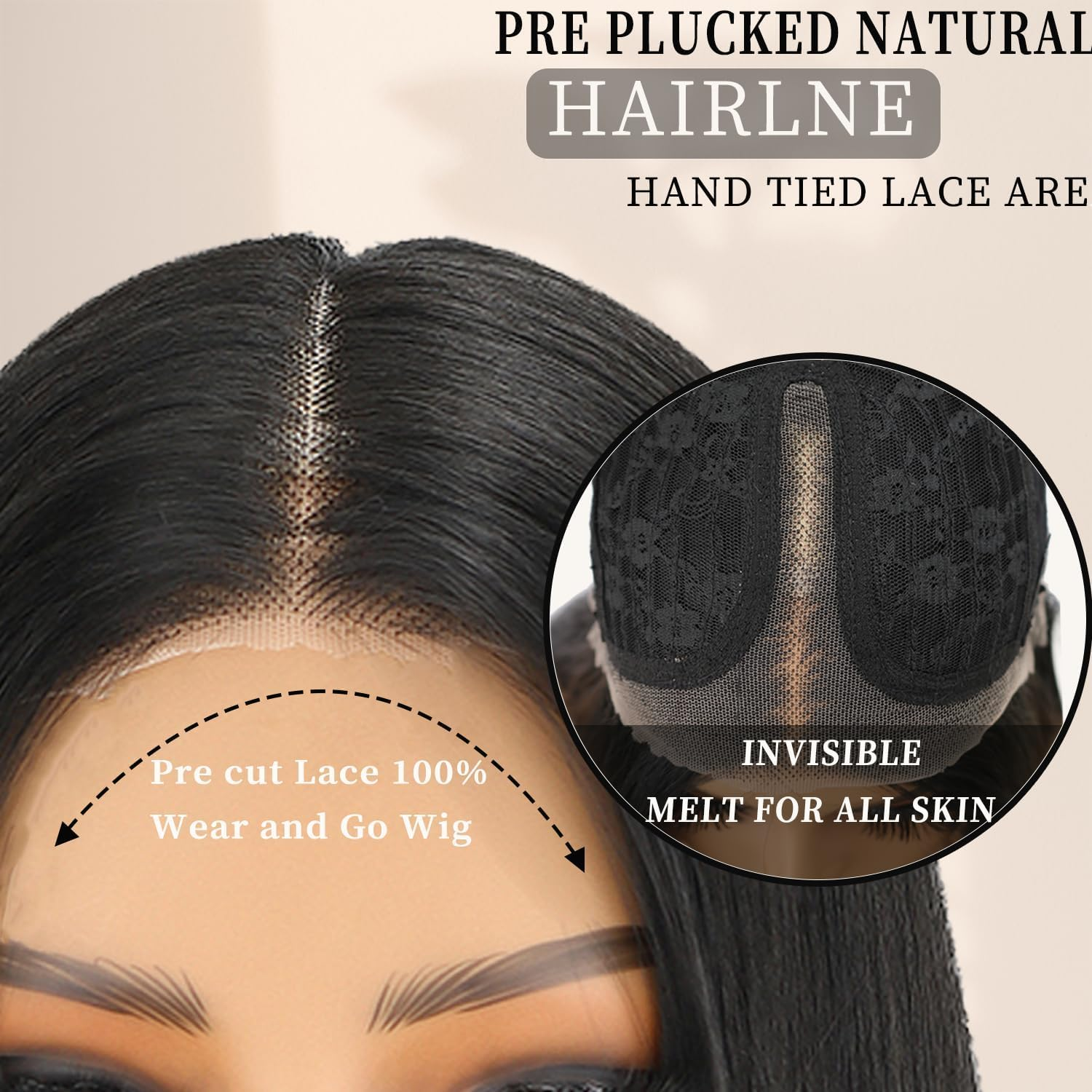 Glueless Synthetic Lace Front Wig 26 Inches Long Straight Black Wigs for Women 13X5X1 HD Lace Hand Tied Pre Plucked Hairline (Natural Black, 66 CM) image number 3