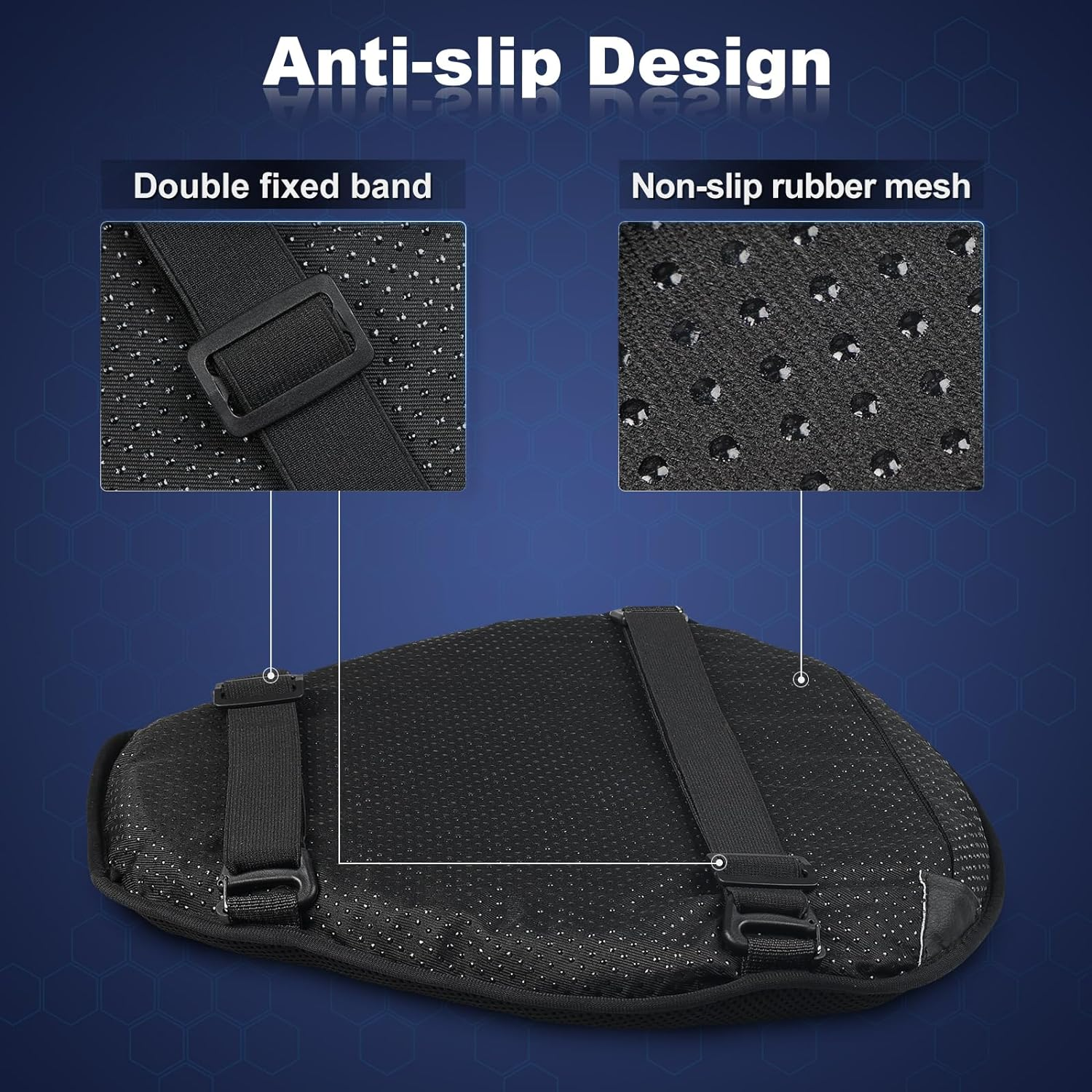 Detachable Motorcycle Gel Seat Cushion with Cover, Large 3D-Honeycomb Structure Shock Absorption & Breathable Motorcycle Gel Seat Pad for Long Rides image number 4
