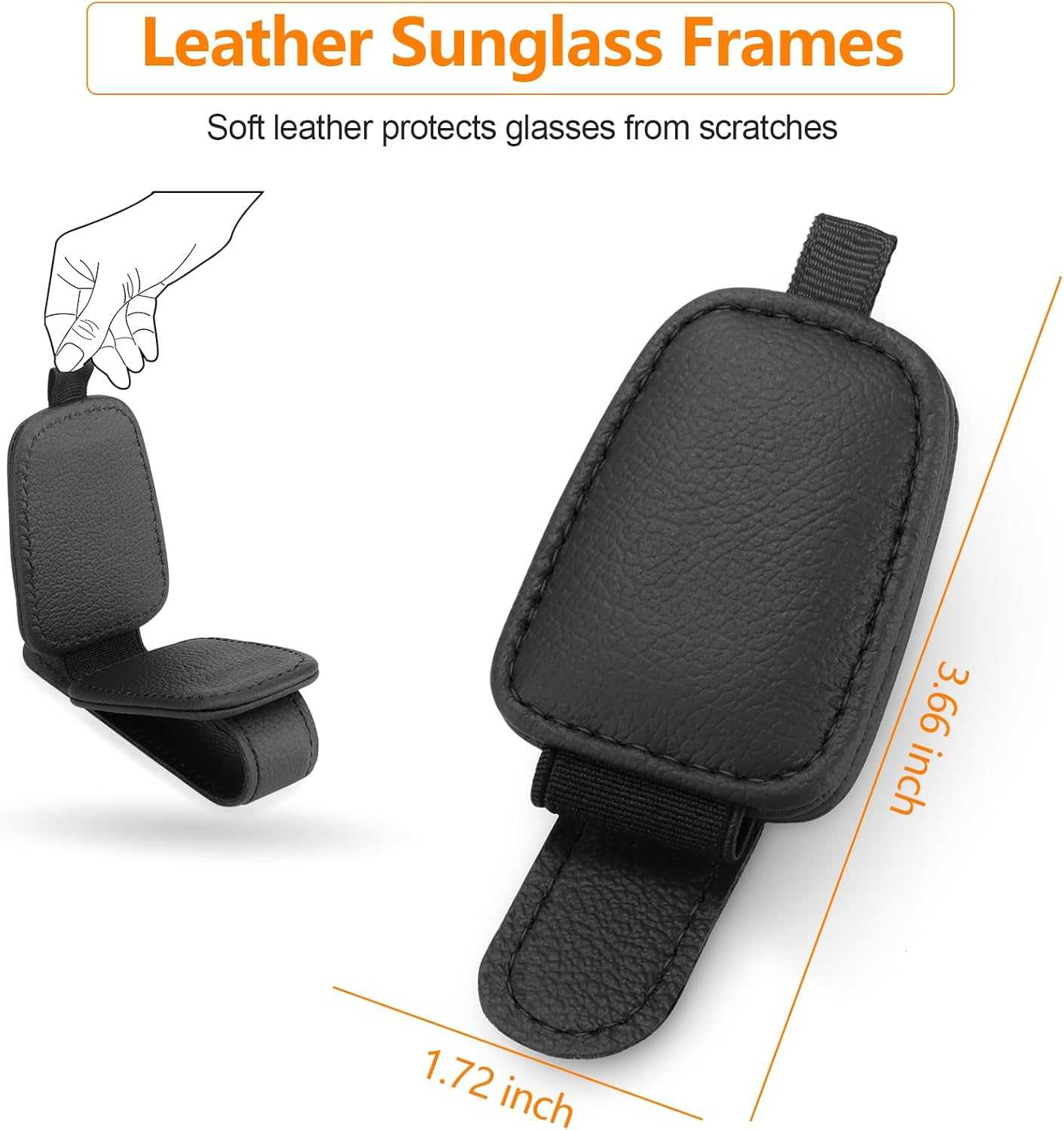 Sunglasses Holders for Car Visor, 2 Pack Magnetic Leather Sunglass Clip for Car Visor, Car Glasses Holder and Ticket Card Clip, Eyeglass Holder for Car Visor Accessories (Black) - 2 Pack - Black image number 4