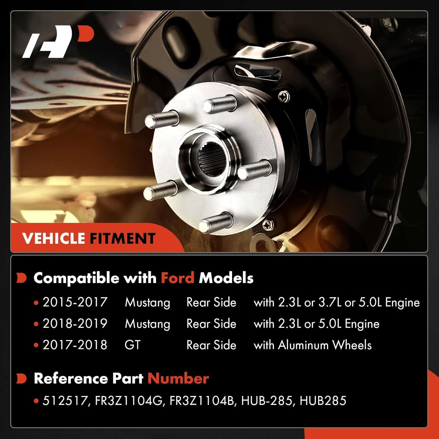 A-Premium 2 X Rear Wheel Bearing and Hub Assembly with 5-Lug Compatible with Ford Mustang 2015-2023, GT 2017-2018 image number 2