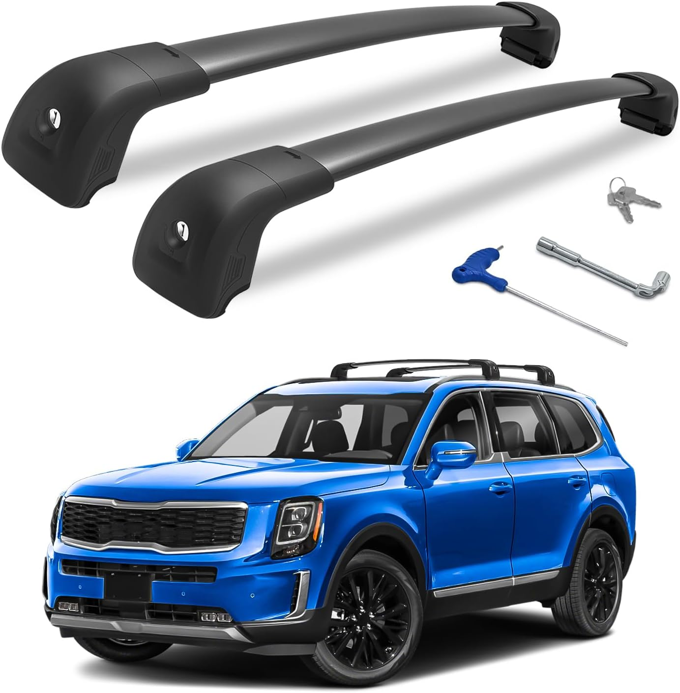300LBS Roof Rack Cross Bars Compatible with 2019-2025 Kia Telluride S SX SX-P EX with Lock, Aluminum Crossbars for Rooftop Cargo Carrier Luggage Kayak Bike Snowboard(Except X-Line and X-Pro) image number 1