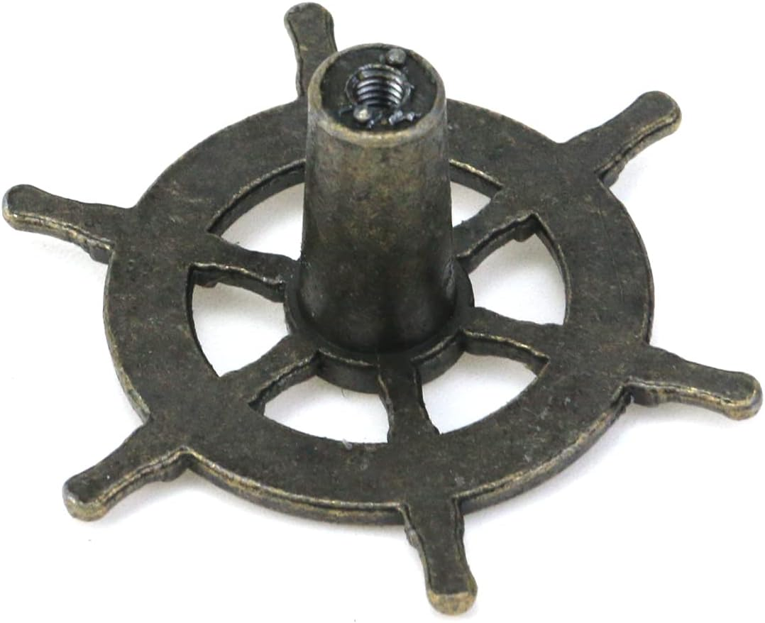 UTALIND 10 Pcs Antique Bronze Nautical Ship Rudder Wheel Pull Knobs Decorative Single Hole Cabinet Hardware Drawer Pulls Furniture Knobs for Drawer Cupboard Dresser Cabinet image number 4