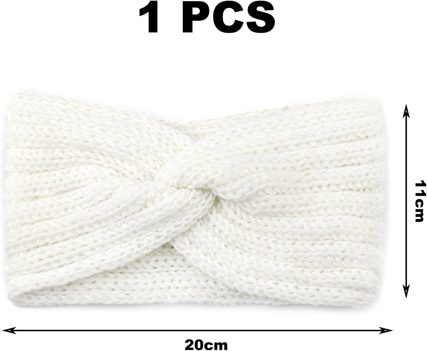 1 X Headbands for Women, Women'S Hair Band, Headband Children Girls, Hair Bands, Autumn Winter Headband Women, Turban, Hair Wrap, Headband, Crochet Elastic, for Yoga, Running, Sports (White) - White image number 4