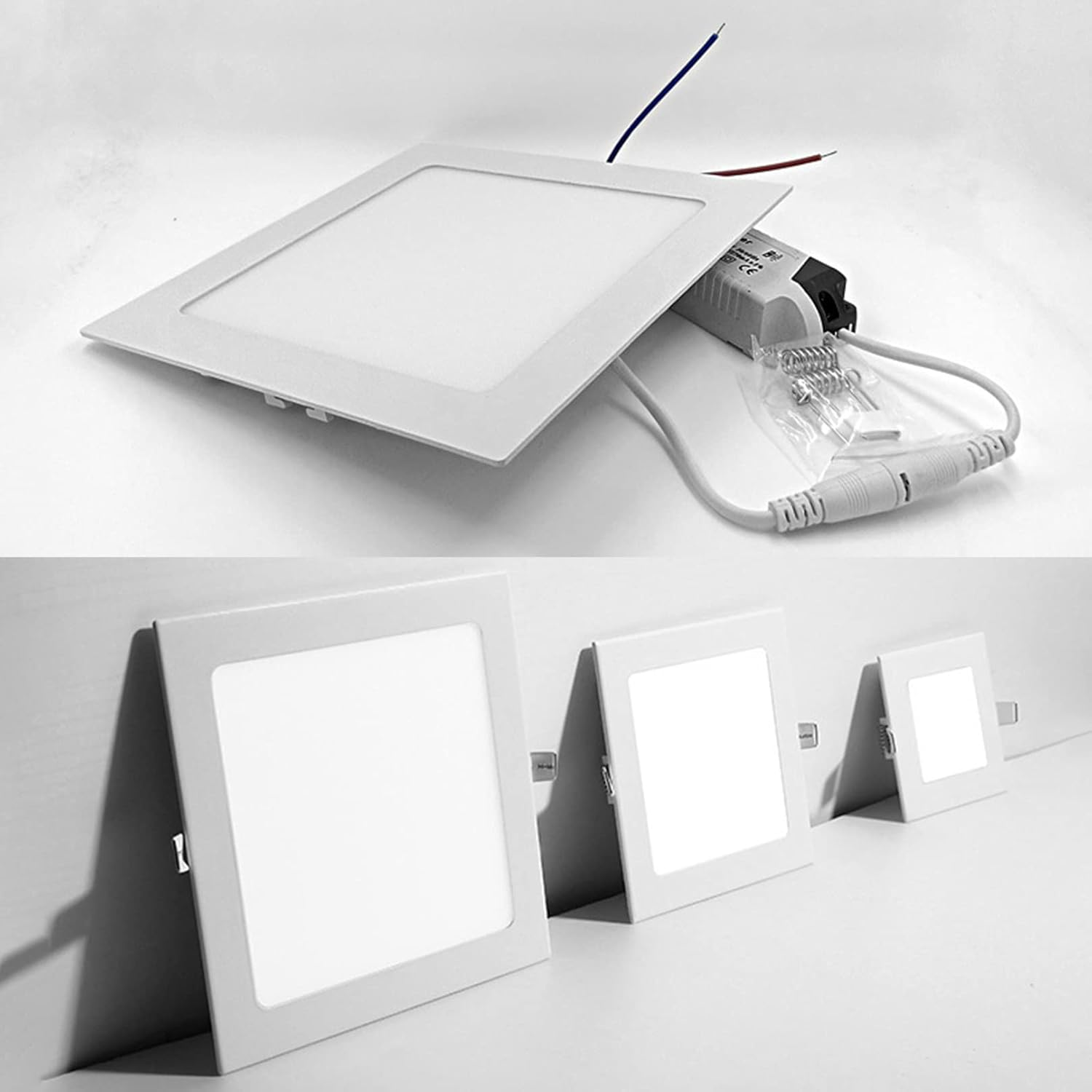 Led Downlights Ceiling Warm White 3000K Recessed LED Ceiling Panel Light Square IP44 Waterproof 70Lm/W Flat Ultra Slim Lamp for Office (Size : 9W) image number 5